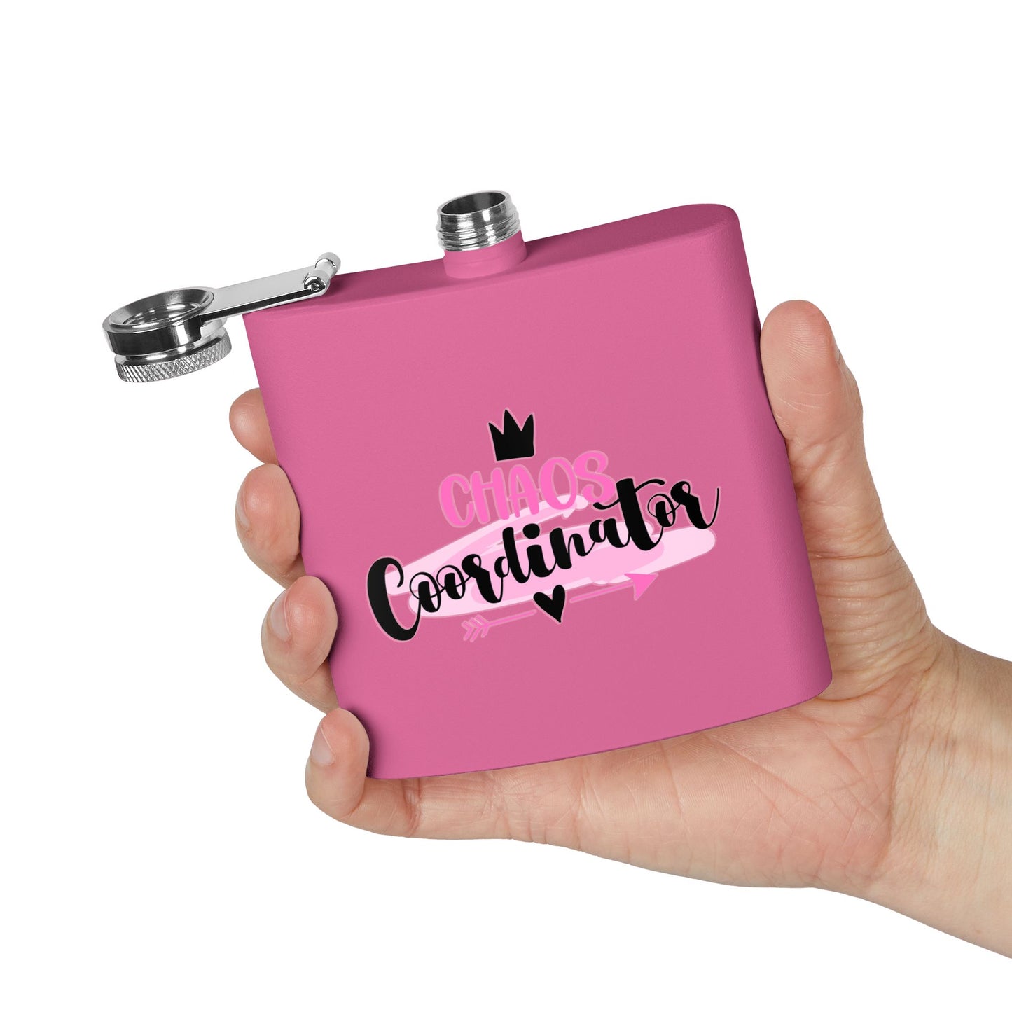 Personalized Chaos Coordinator Stainless Steel Flask - 6oz Perfect Wedding Party Gift - aMOOsing Designs