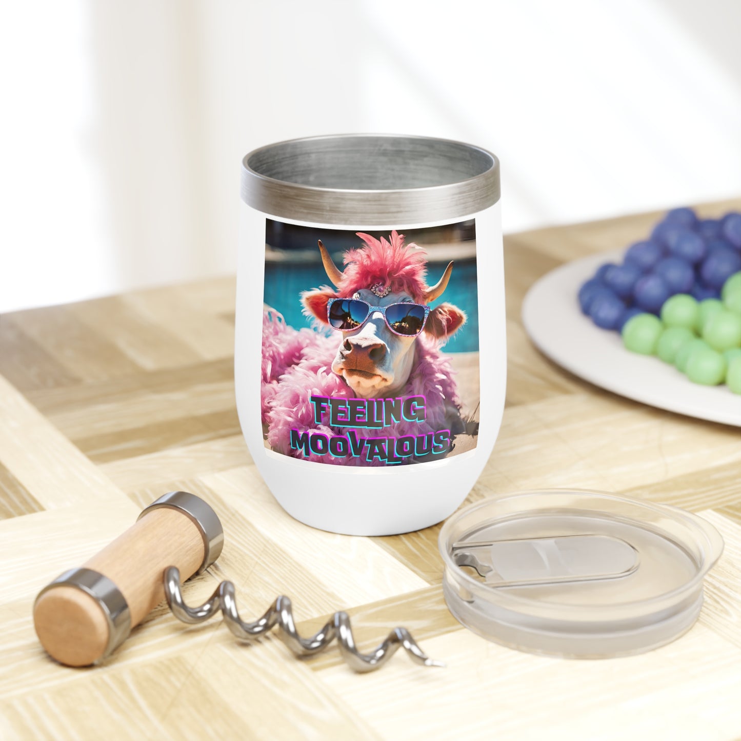 Wine Tumbler, Feeling Moovalous Design, Cow Lover Gift, Funny Drinkware, Wine Enthusiast Gift - aMOOsing Designs