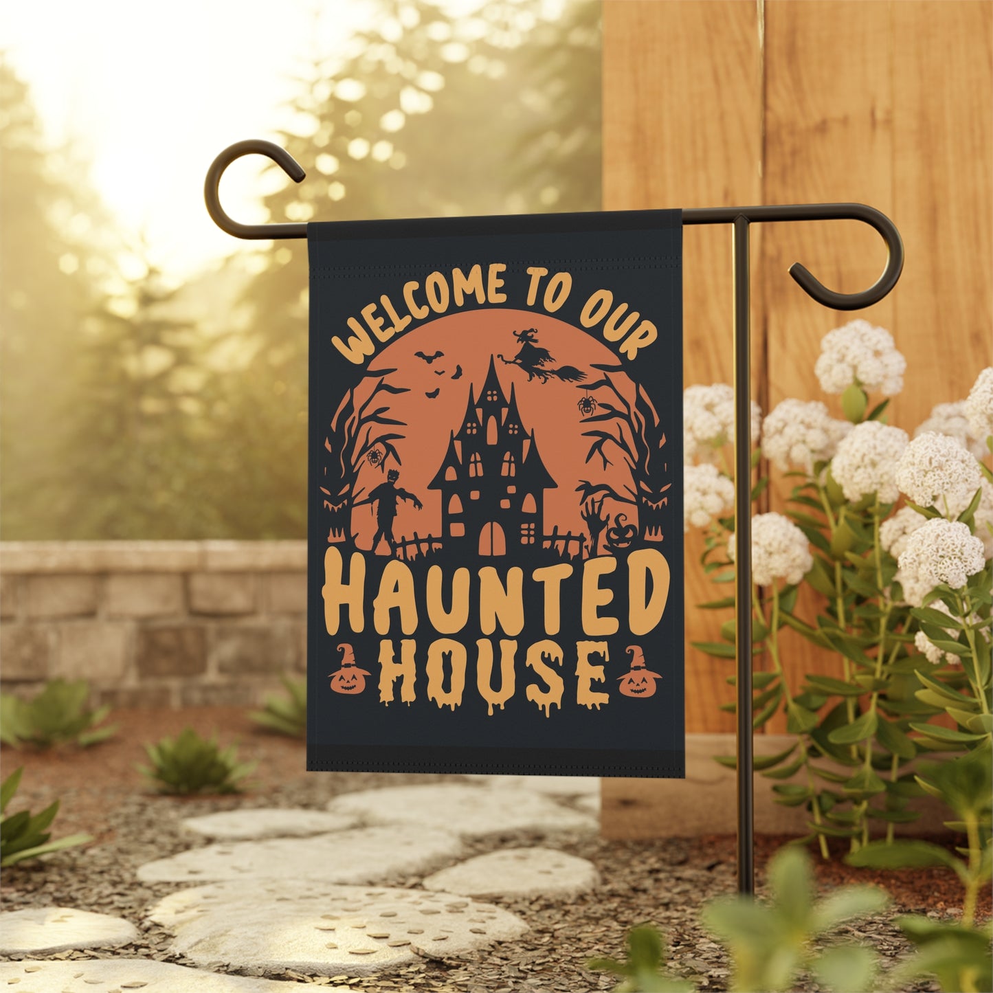 Halloween Garden Banner, Outdoor Decor, Spooky Welcome Flag, Fall Decor, Haunted House Banner, Yard Art, Halloween Decoration
