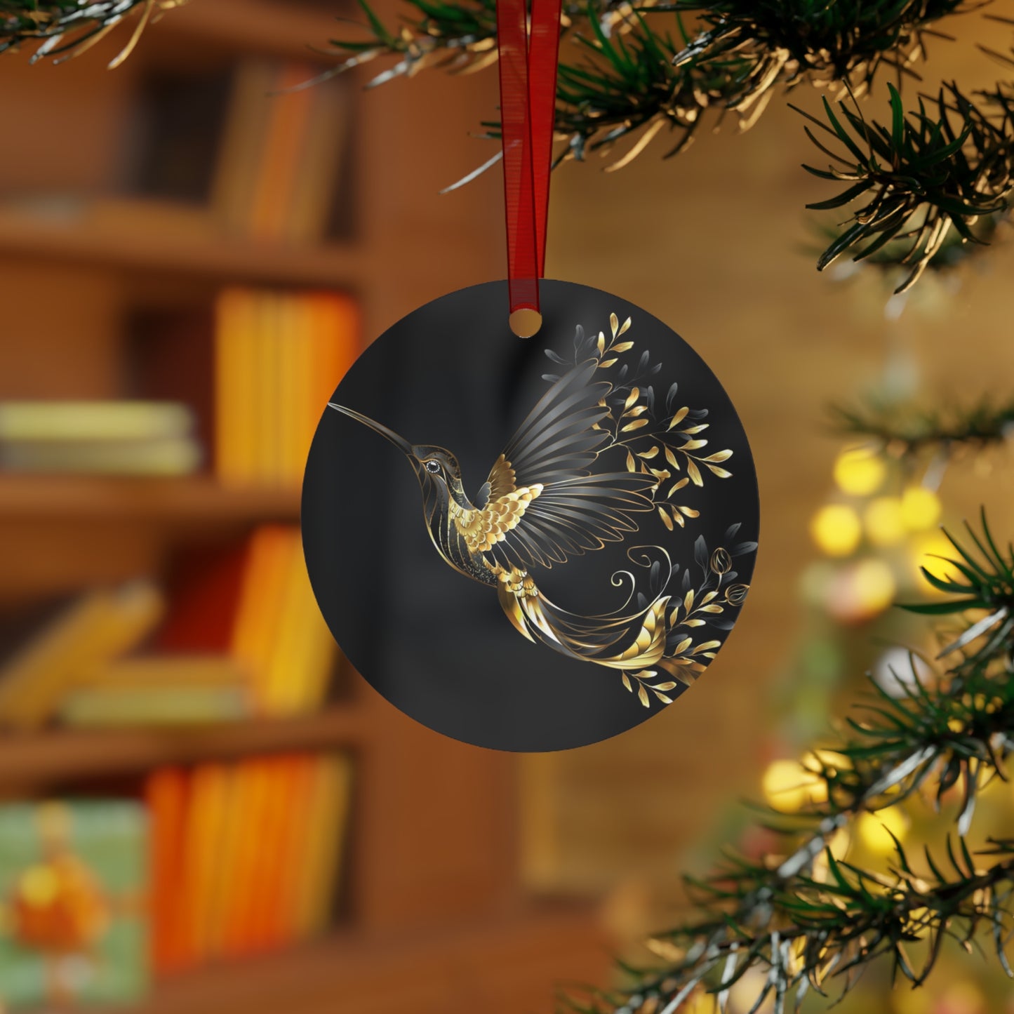 Metal Ornament, Elegant Hummingbird Metal Christmas Ornament, Holiday Decor, Gift for Bird Lover, Christmas Tree Decoration, Ornament Gift