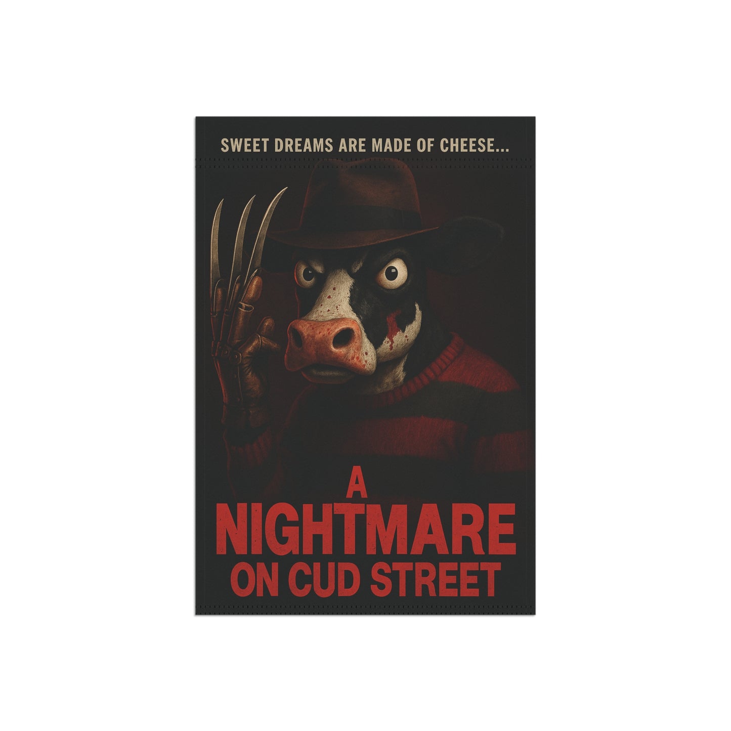 Nightmare on Cud Street, Yard Decor, Seasonal Home Decor, Unique Gift for Horror Fans, Garden Flag