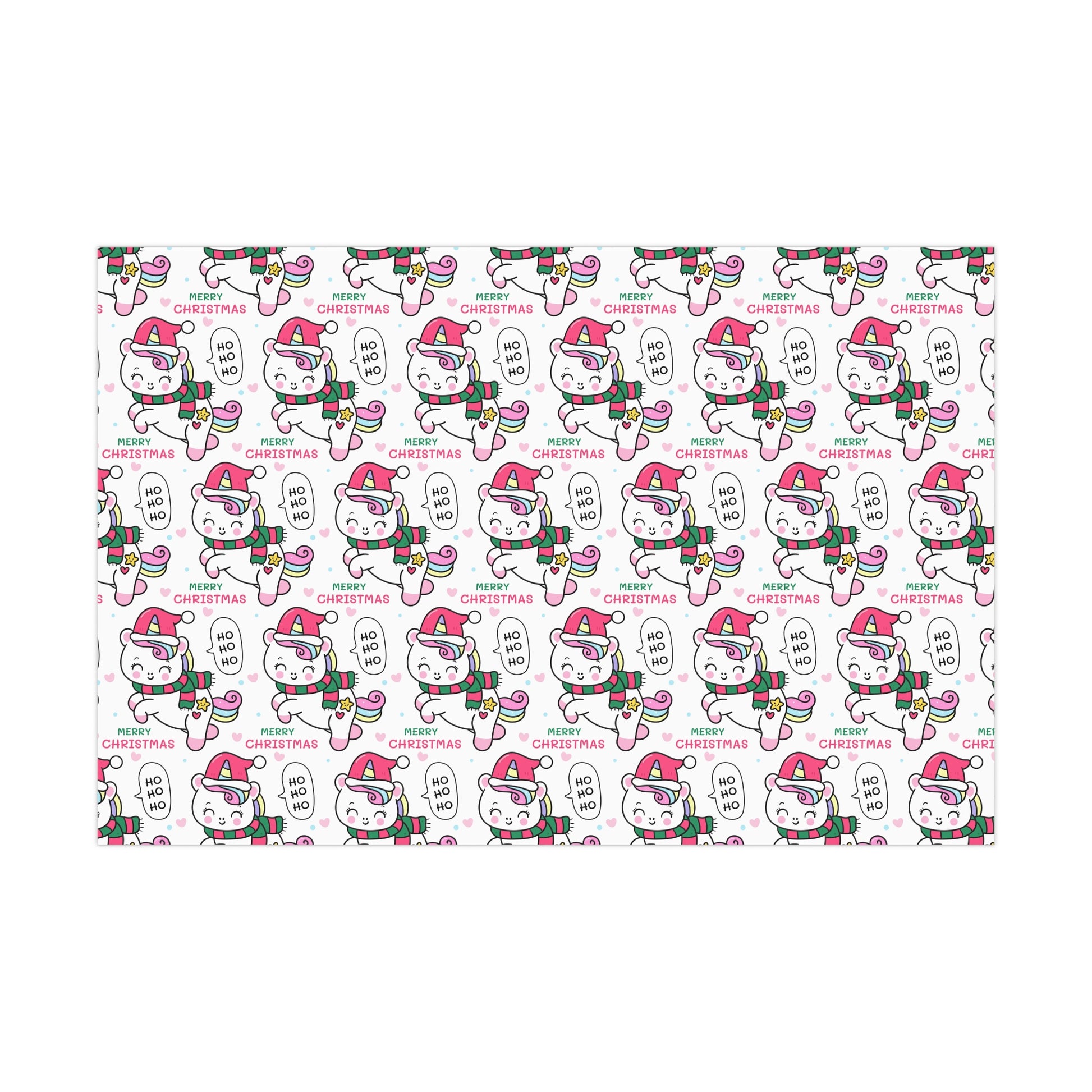 Wrapping Paper - Merry Christmas Gift Wrap Paper with Santa Unicorn Design - aMOOsing Designs