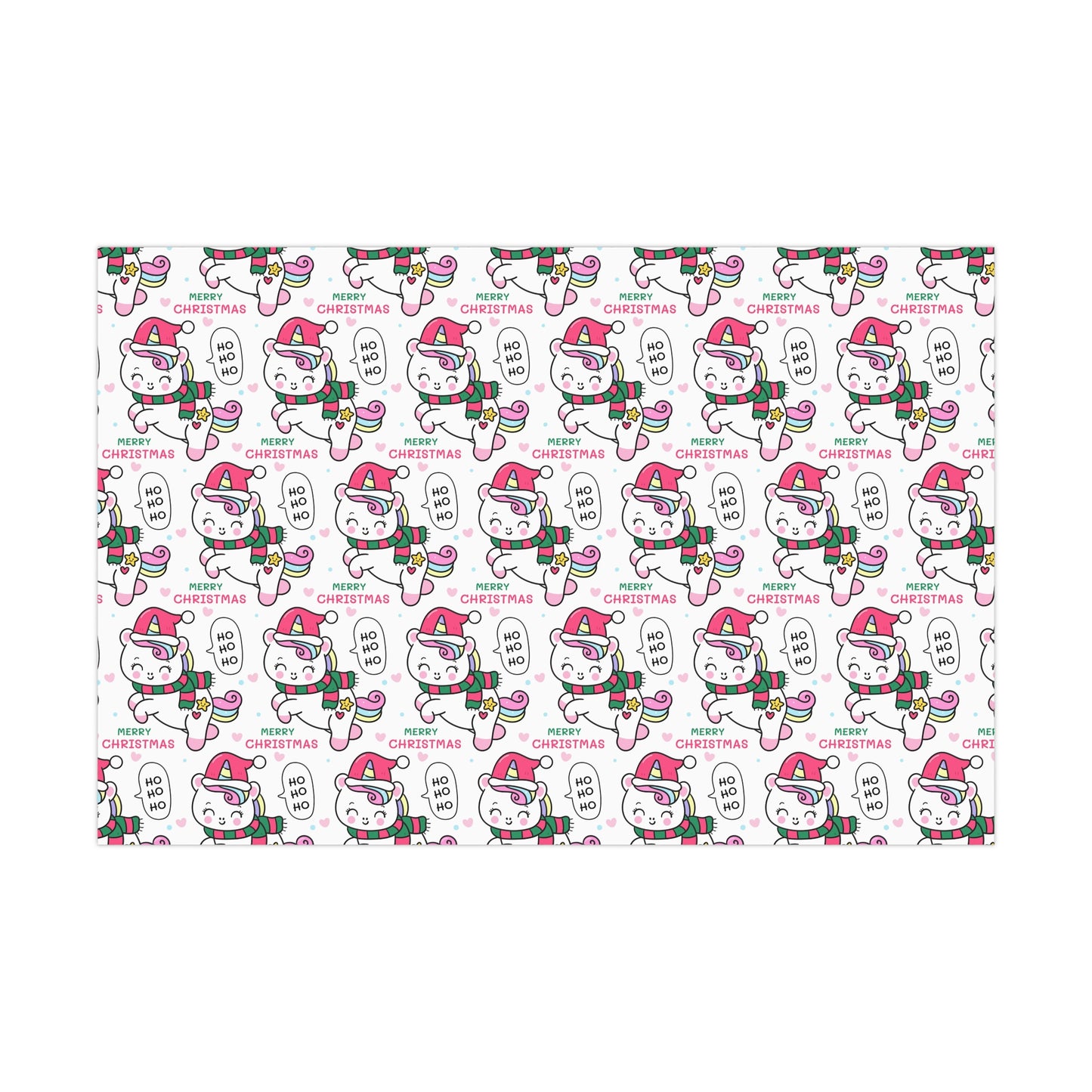 Wrapping Paper - Merry Christmas Gift Wrap Paper with Santa Unicorn Design - aMOOsing Designs