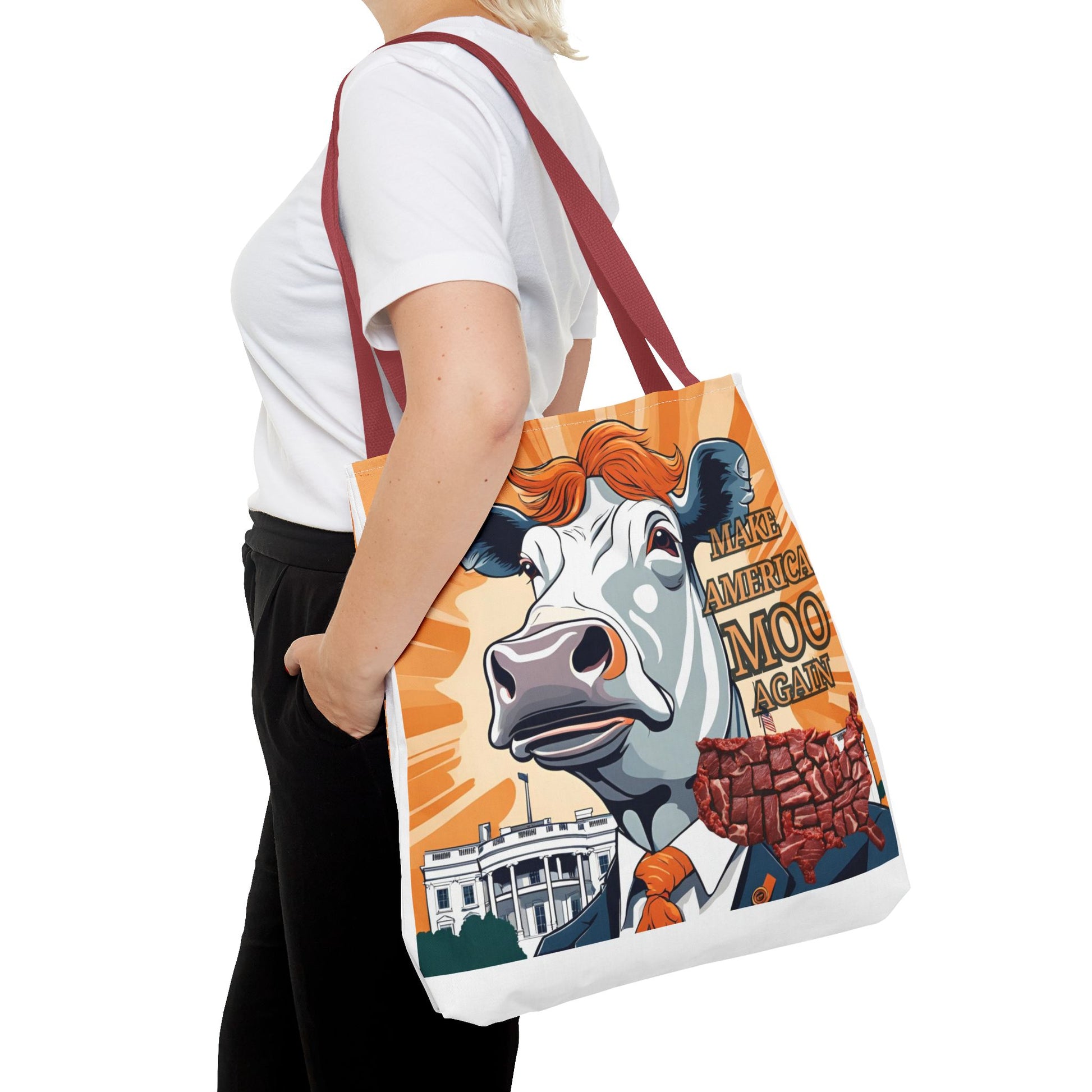 Make America Moo Again Tote Bag - Fun Cow Graphic for BBQ Lovers - aMOOsing Designs