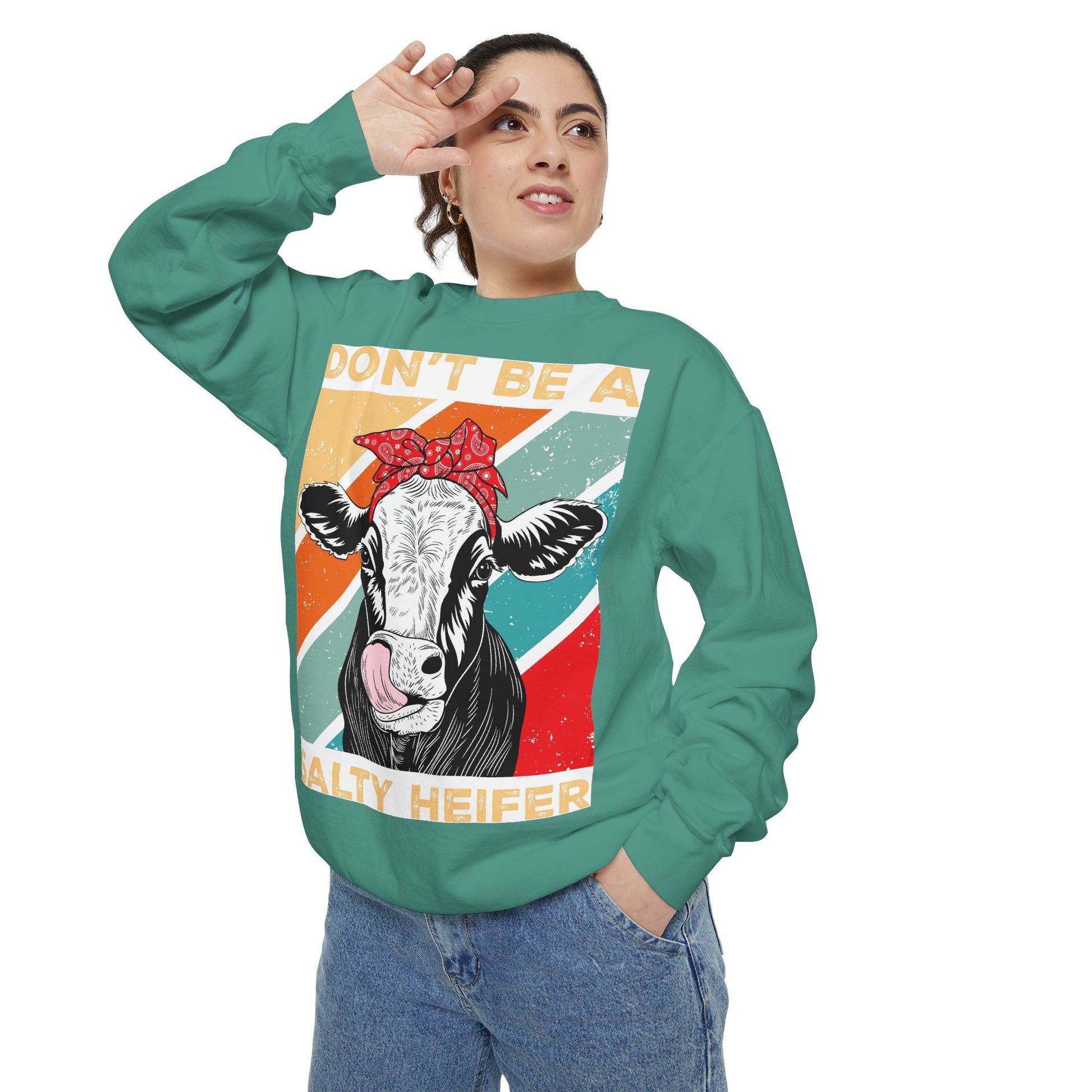 Don't Be a Salty Heifer - Sassy & Stylish Unisex Sweatshirt" - aMOOsing Designs