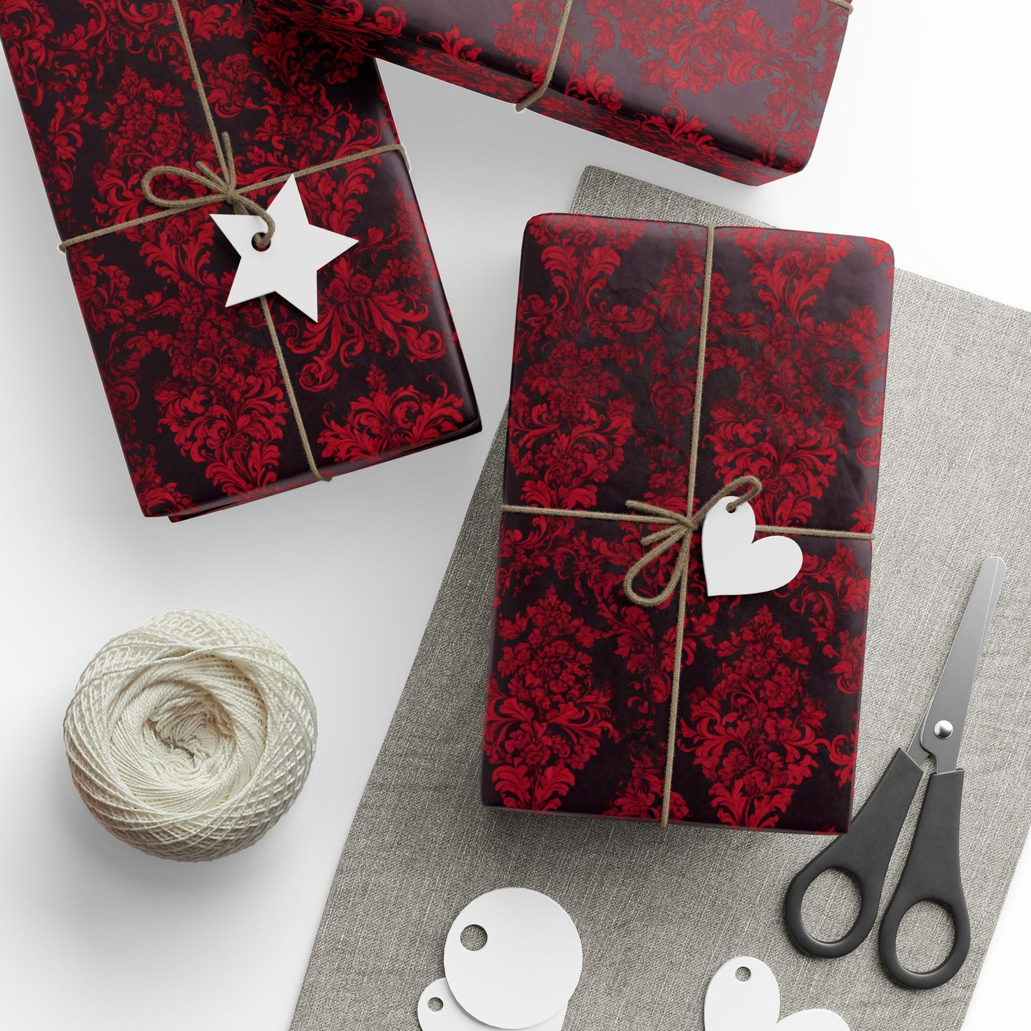 Luxurious Red Damask Wrapping Paper – A Romantic Touch for Weddings, Holidays & Grand Celebrations