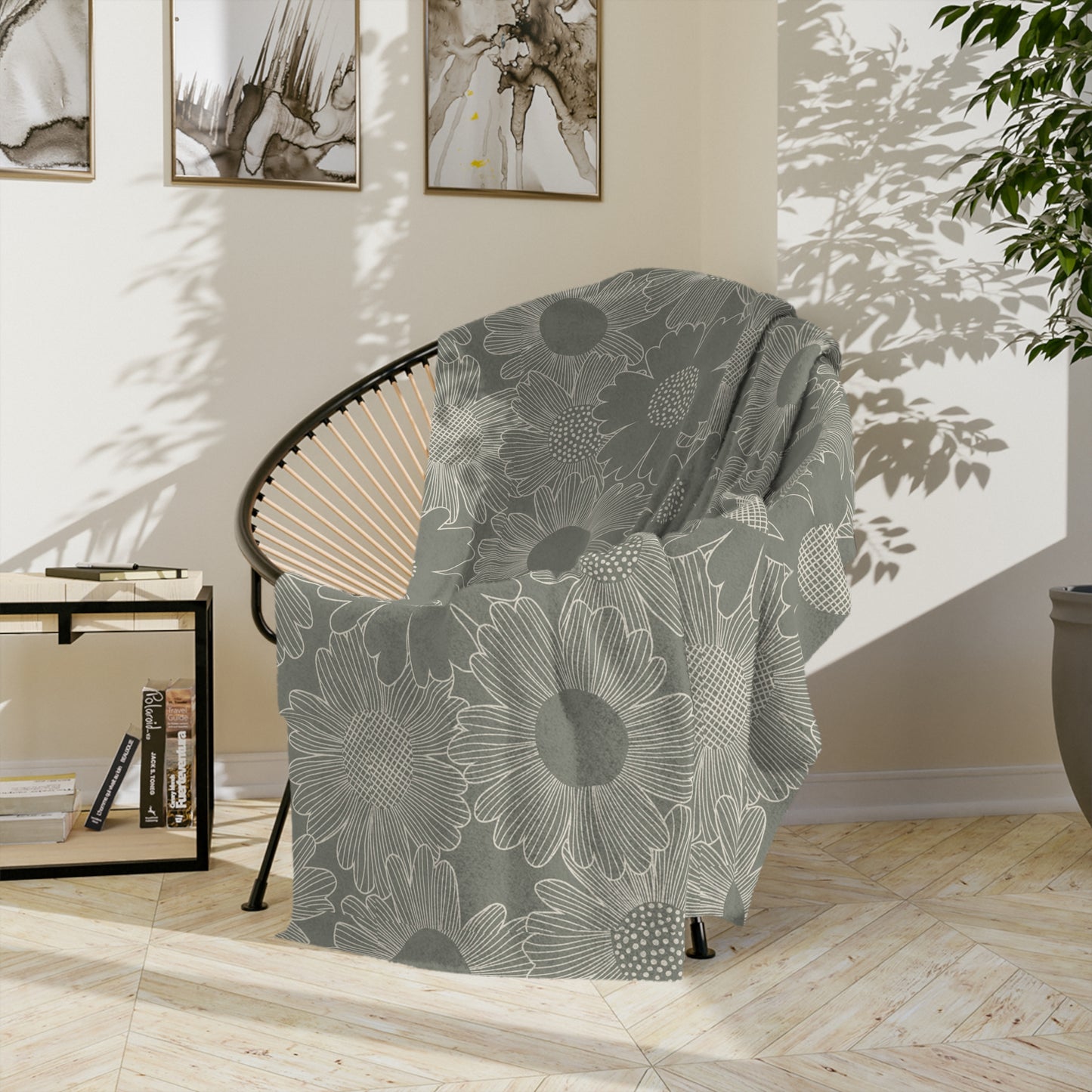 Sunflower Velveteen Microfiber Blanket - Cozy Floral Throw for Relaxation, Gift for Home Decor, Warm Fleece Blanket, Housewarming Gift, - aMOOsing Designs