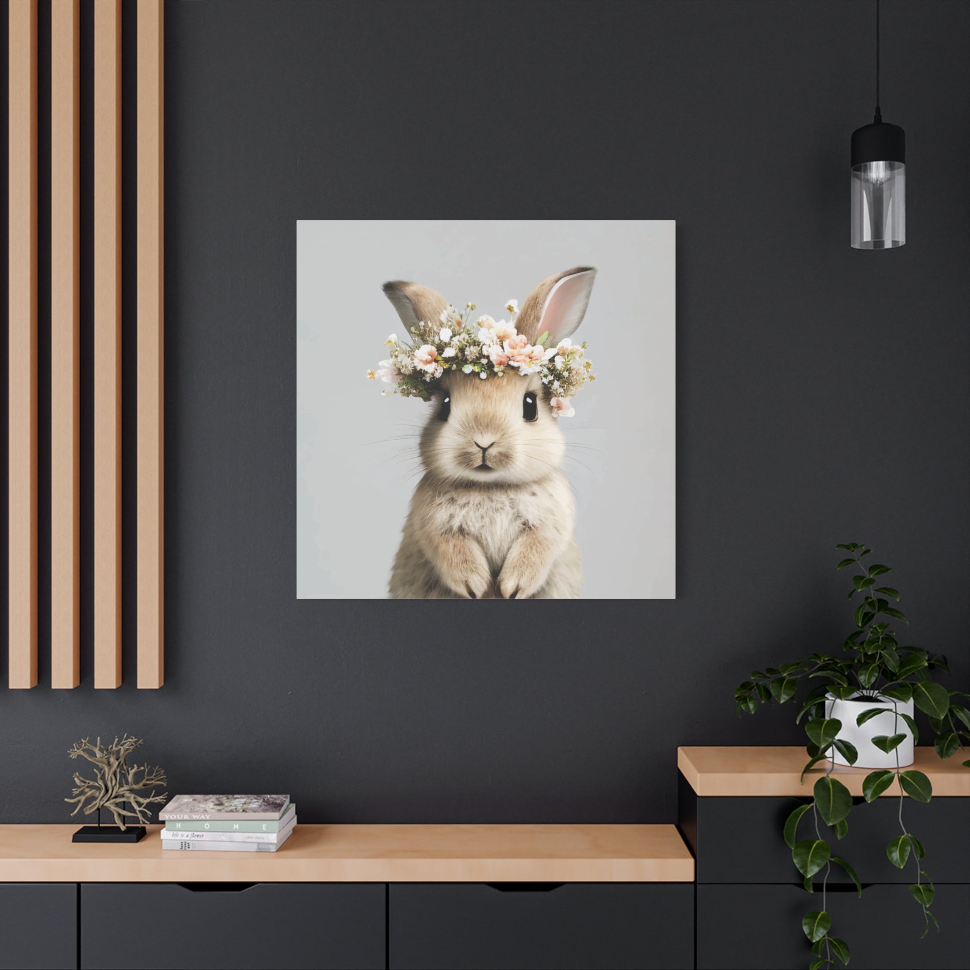 Cute Floral Bunny Canvas Wall Art - Perfect Spring Decor - aMOOsing Designs