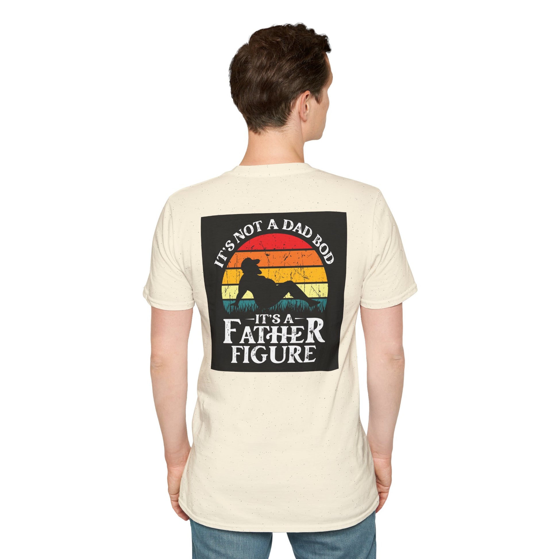 Funny "Not a Dad Bod, but a Father Figure" T-Shirt | Unisex Softstyle Tee for Dads - aMOOsing Designs