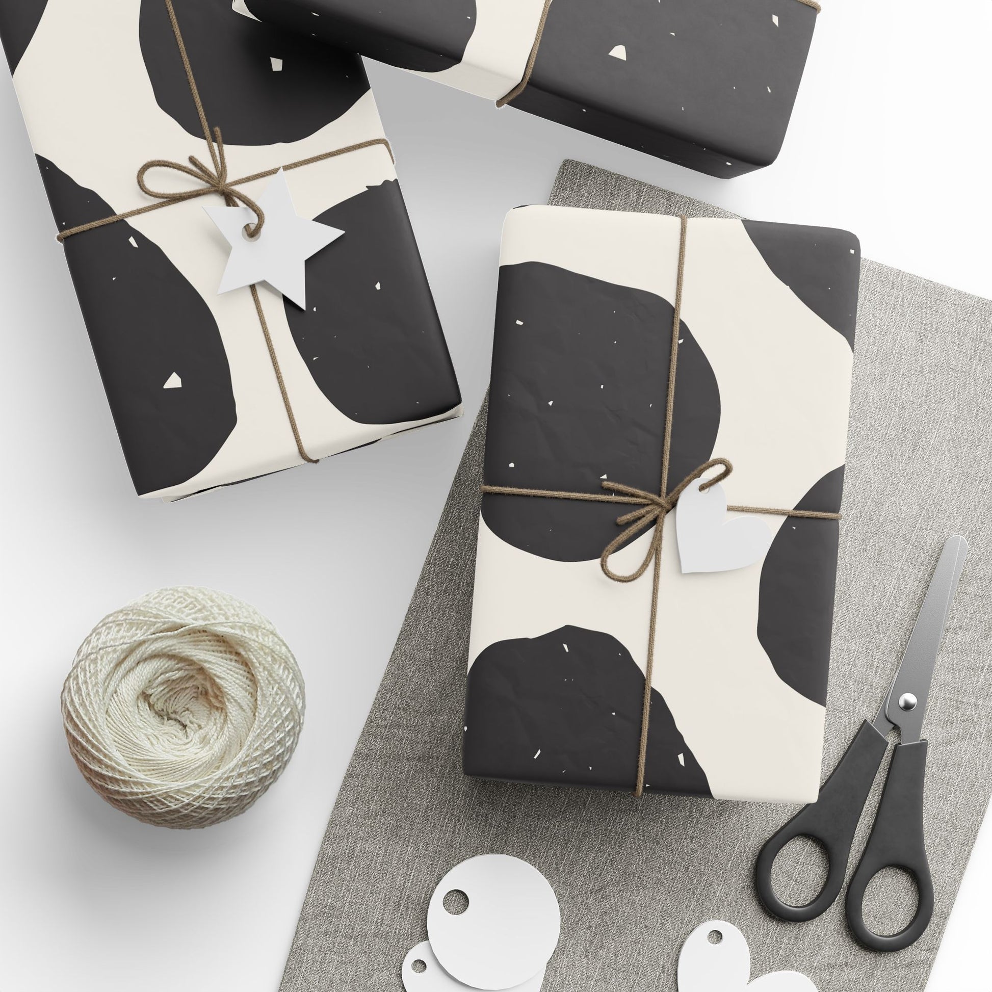 Chic Cow Print Wrapping Paper, Modern Gift Wrap, Stylish Packaging, Unique Black and White Design, Eco-Friendly Decorative - aMOOsing Designs