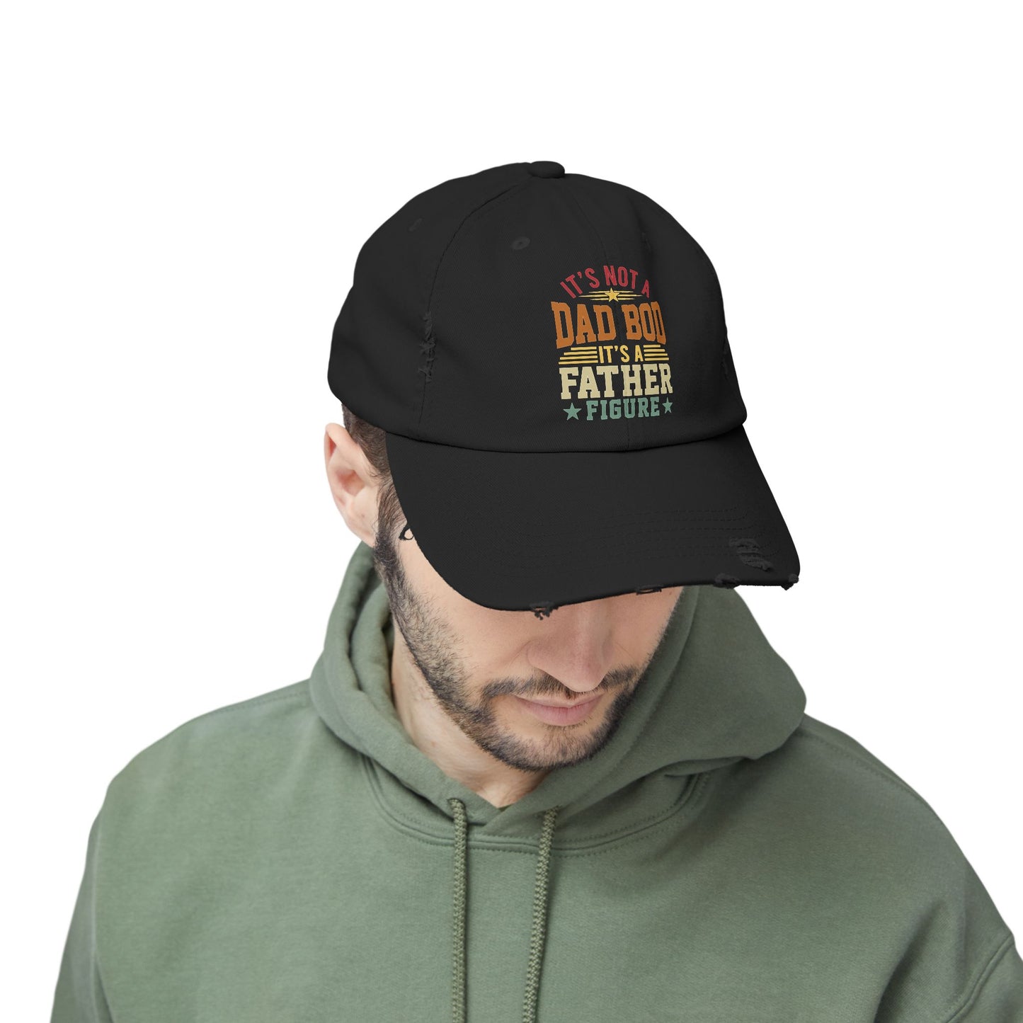 Distressed Cap | It's Not a Dad Bod, It's a Father Figure, Fun Gift for Dad, Father's Day, Casual Wear, Cap for Dads
