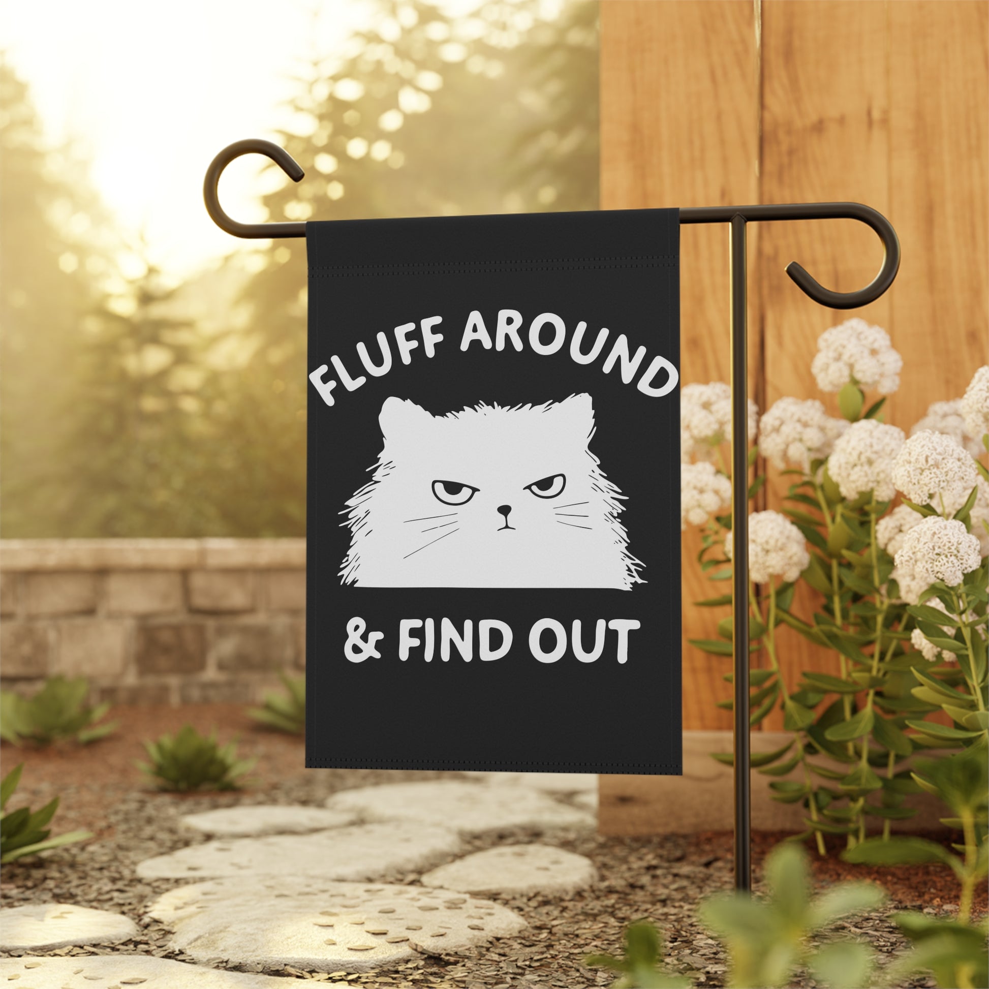 Fluff Around- Cat Garden Banner | Playful Outdoor Decor, Cat Lover Gift, Funny Flag for Garden, Home & Patio - aMOOsing Designs