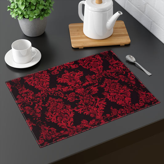 Elegant Red Floral Placemat, Decorative Dining Mat for Table Setting, Home Decor, Kitchen Accessory, Gift Idea, Party Use