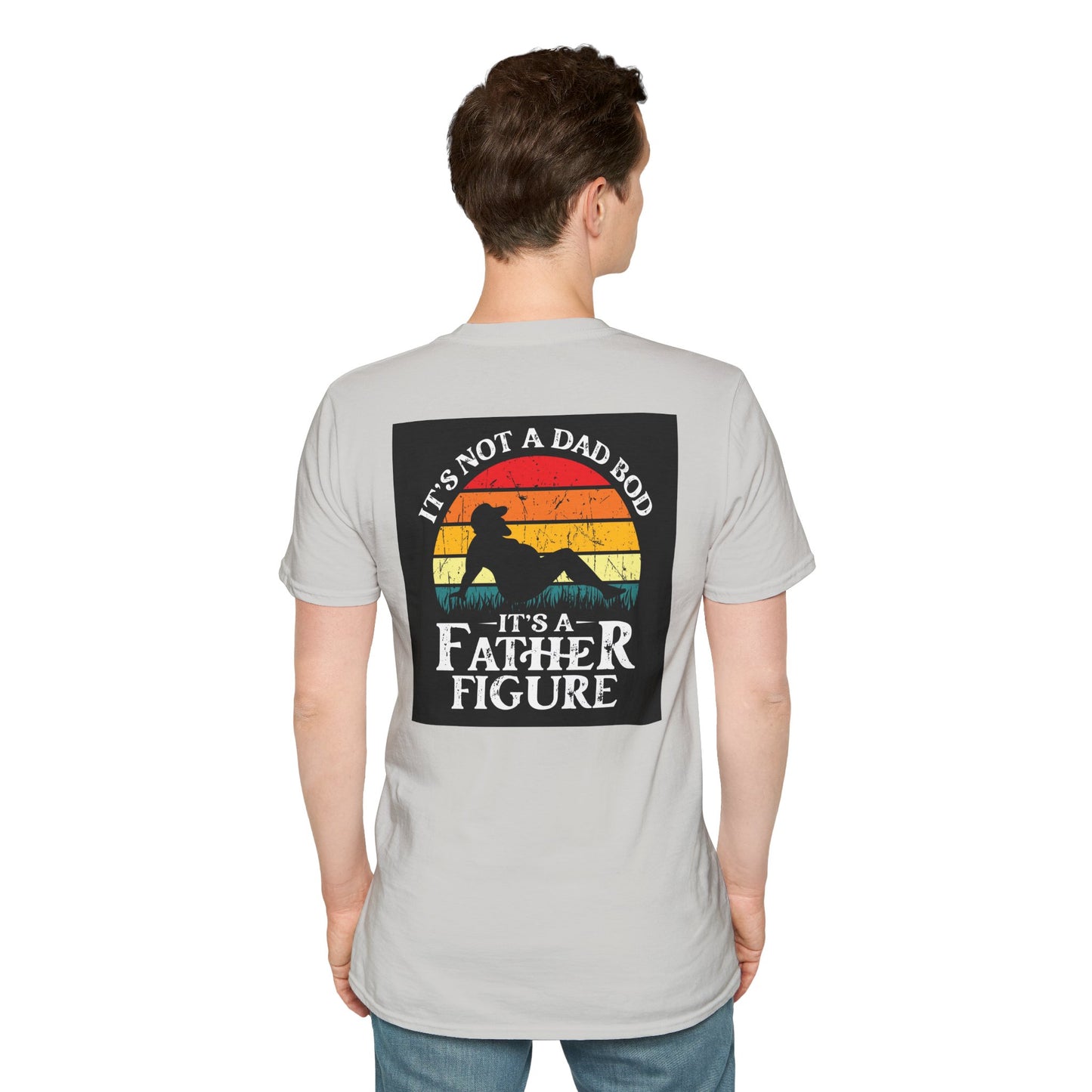 Funny "Not a Dad Bod, but a Father Figure" T-Shirt | Unisex Softstyle Tee for Dads - aMOOsing Designs