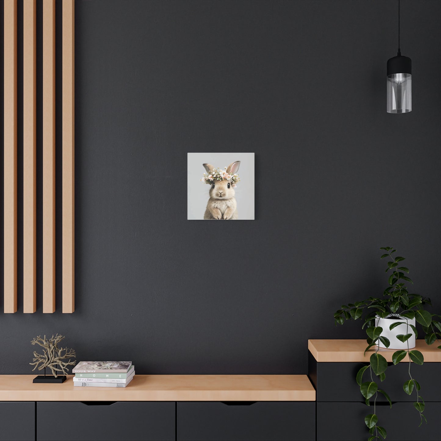 Cute Floral Bunny Canvas Wall Art - Perfect Spring Decor - aMOOsing Designs