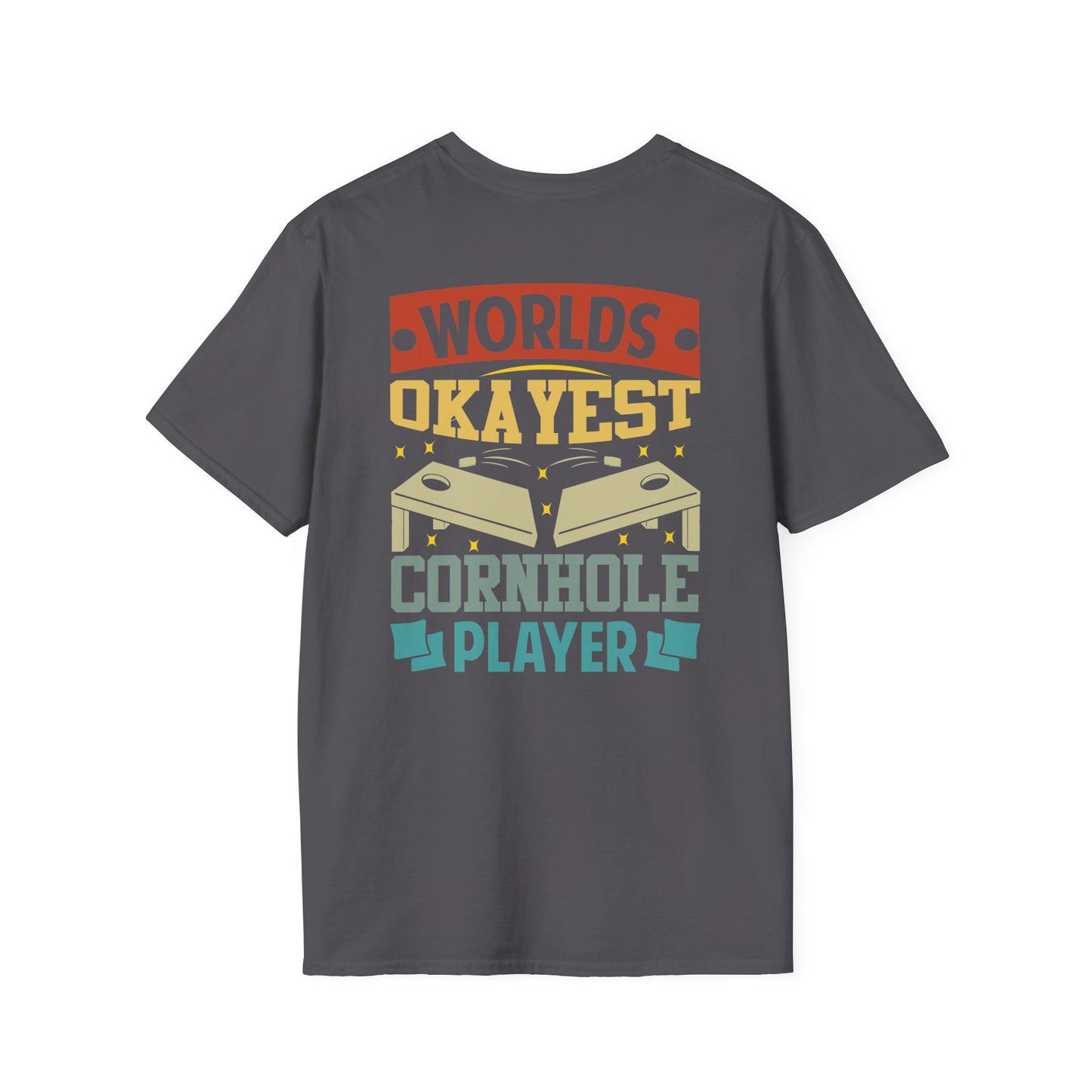 World's Okayest Cornhole Player- Men's T-Shirt - Fun Gift for Game Lovers