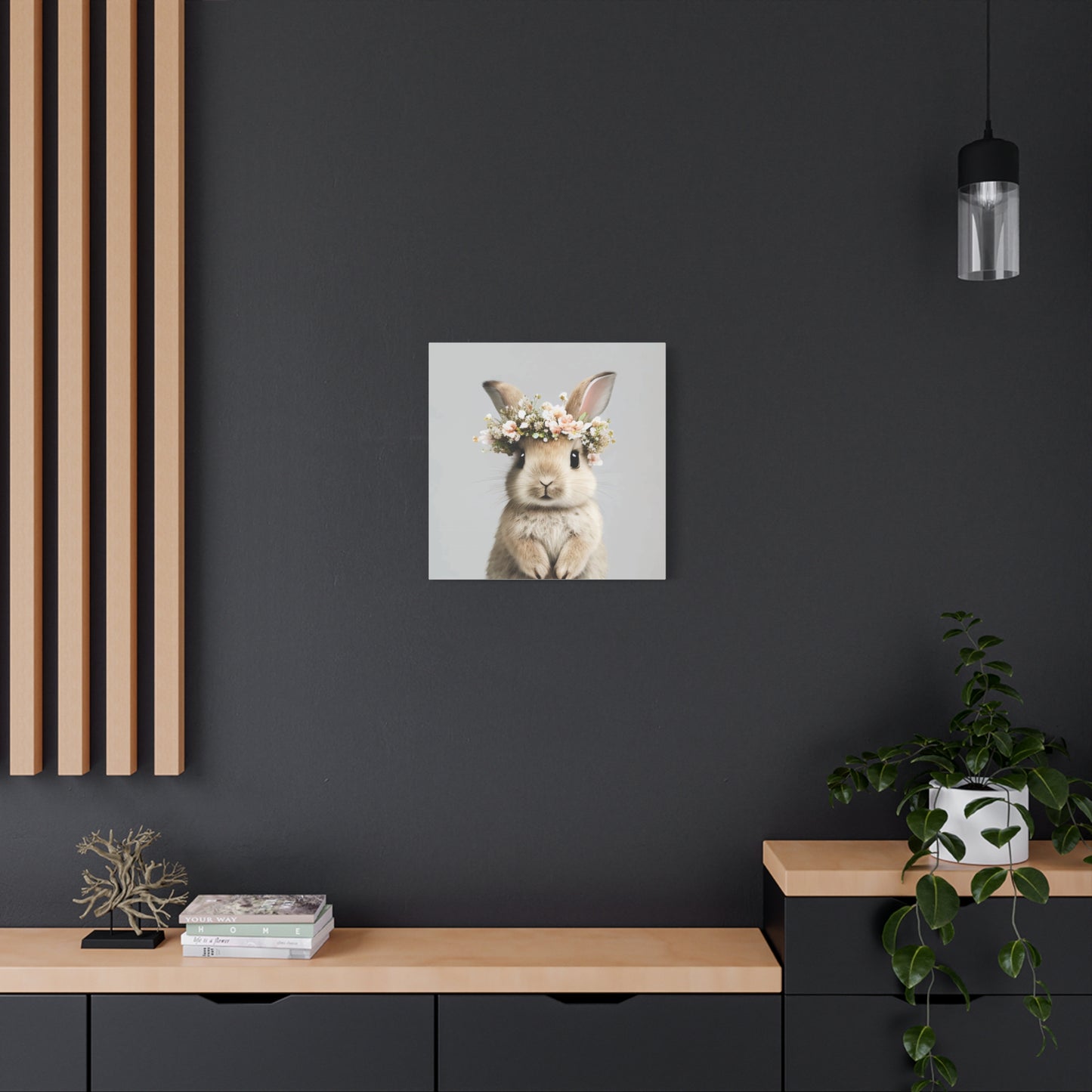 Cute Floral Bunny Canvas Wall Art - Perfect Spring Decor - aMOOsing Designs