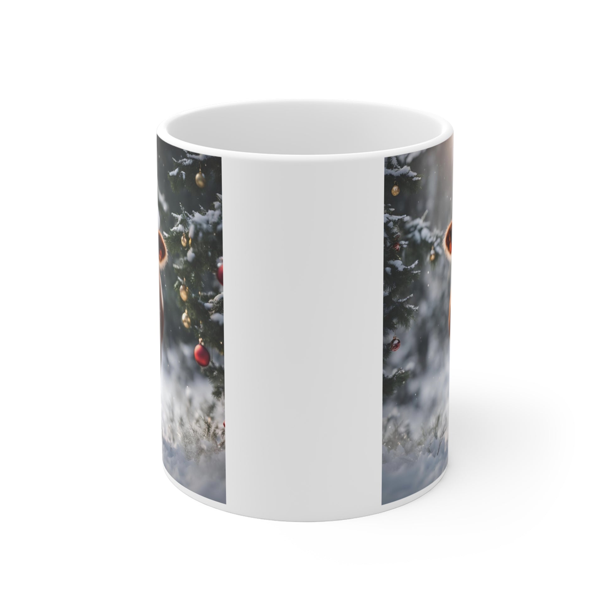 Festive Cow Christmas Mug - 11oz Holiday Cup - aMOOsing Designs