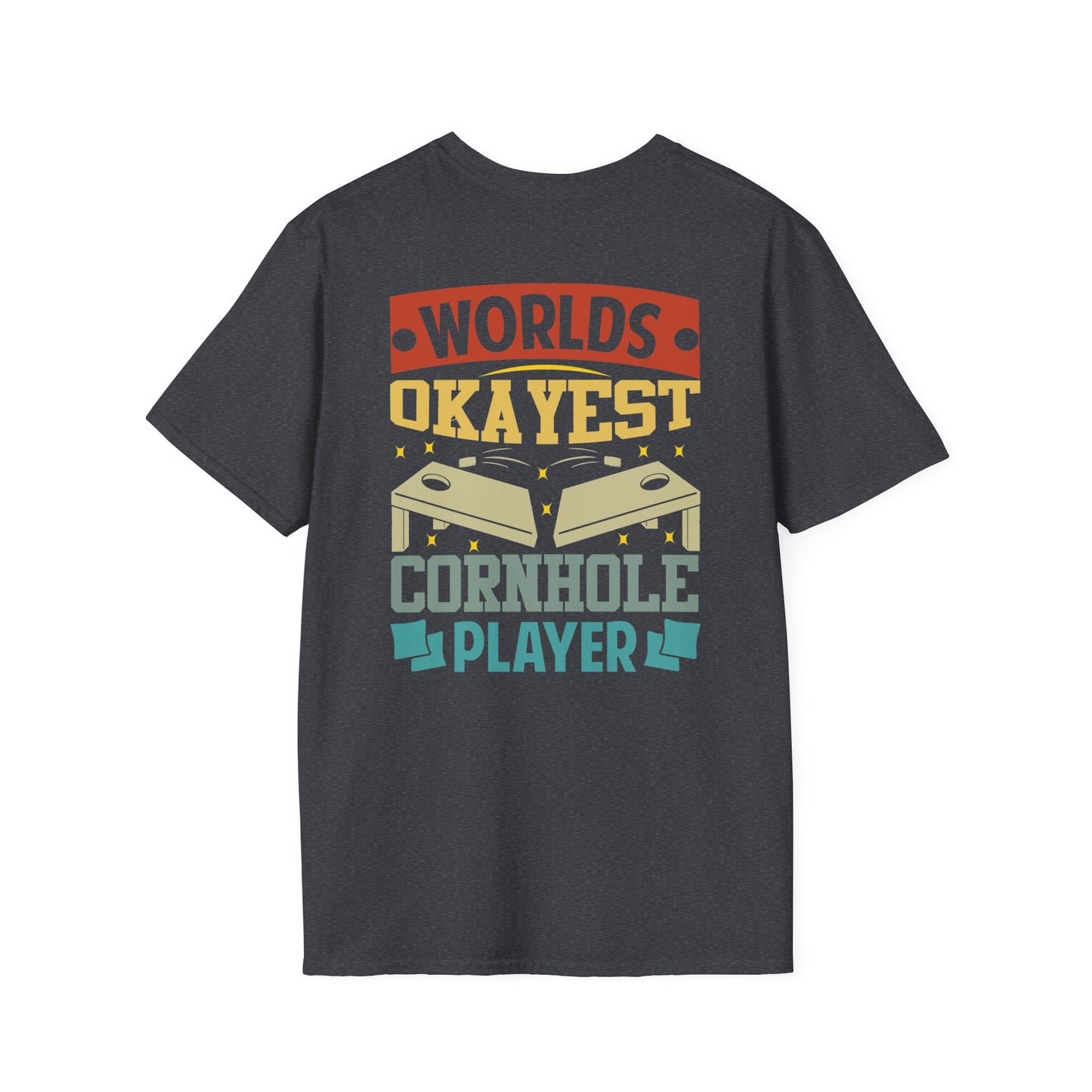 World's Okayest Cornhole Player- Men's T-Shirt - Fun Gift for Game Lovers