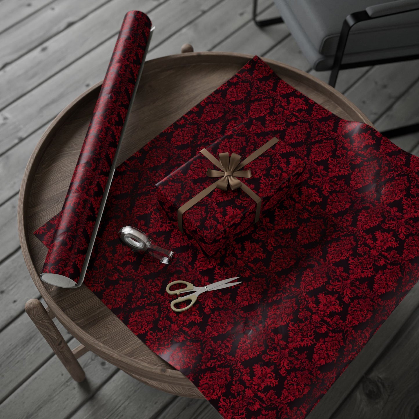 Luxurious Red Damask Wrapping Paper – A Romantic Touch for Weddings, Holidays & Grand Celebrations