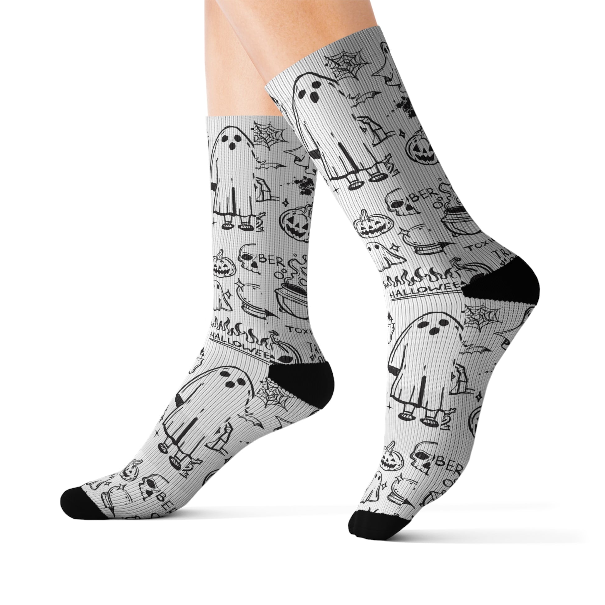 Spooky Halloween Socks, Ghostly Sublimation Socks, Fun Holiday Accessories, Trick or Treat Socks, Whimsical Gifting - aMOOsing Designs