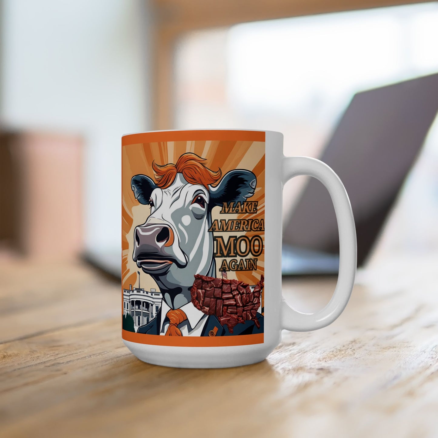 Make America Moo Again Ceramic Mug - Funny Political Gift for Coffee Lovers - aMOOsing Designs