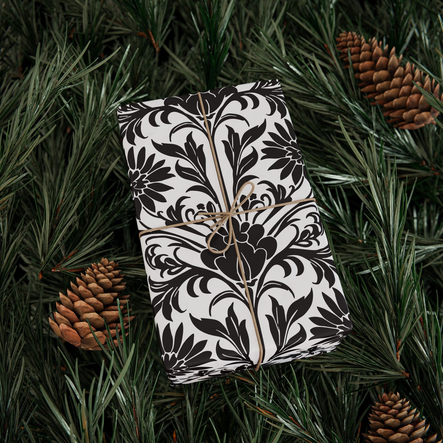 Elegant Floral Wrapping Paper - Black & White Gift Wrap Perfect for Weddings, Anniversaries and Other Romantic Occasions