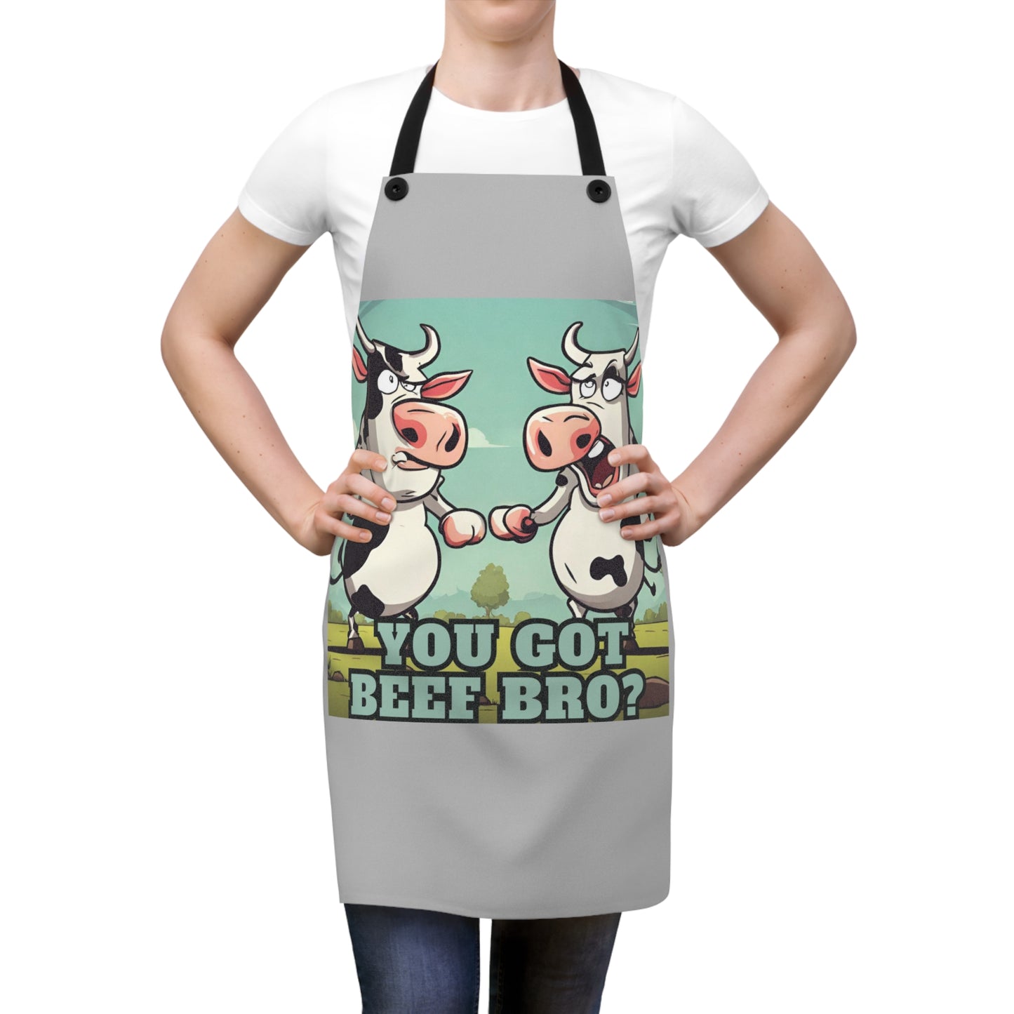 Humorous Cow Apron - Perfect for BBQs, Cooking, and Gifts for Meat Lovers, Kitchen Accessory - aMOOsing Designs
