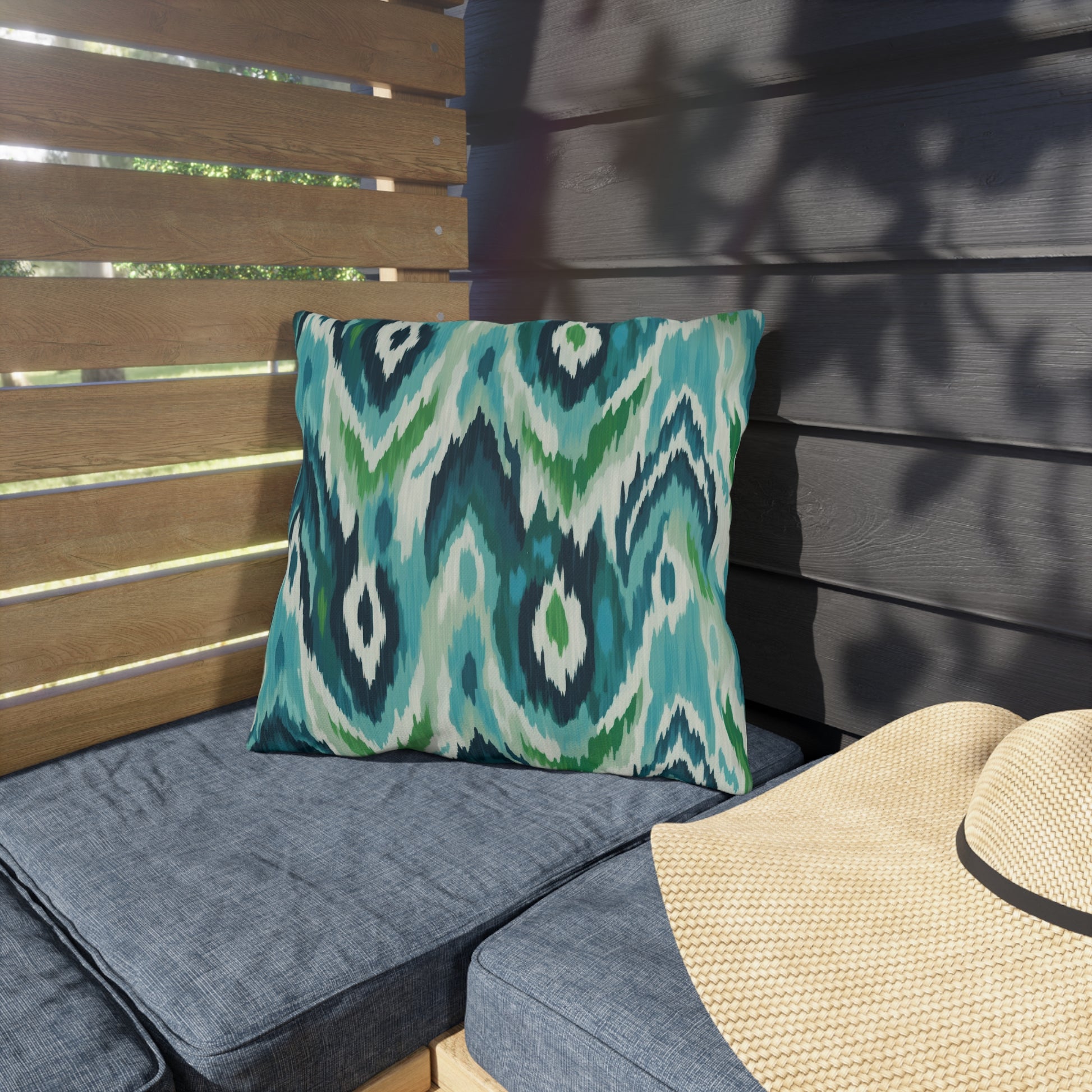 Vibrant Outdoor Pillows - Coastal Ikat Design for Patio & Garden Decor - aMOOsing Designs