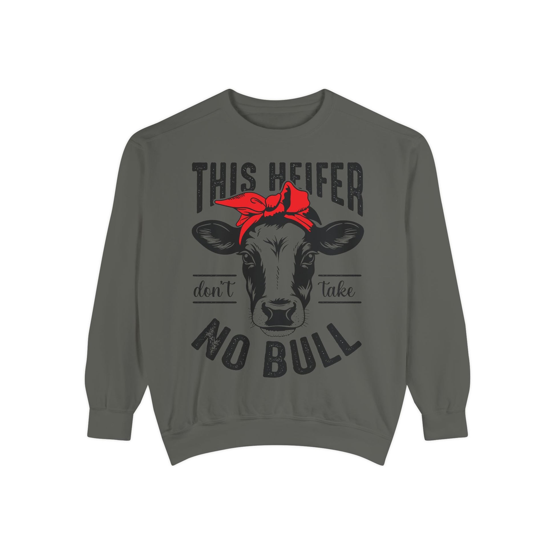 Funny Cow Graphic Sweatshirt - 'This Heifer Don't Take No Bull' - aMOOsing Designs
