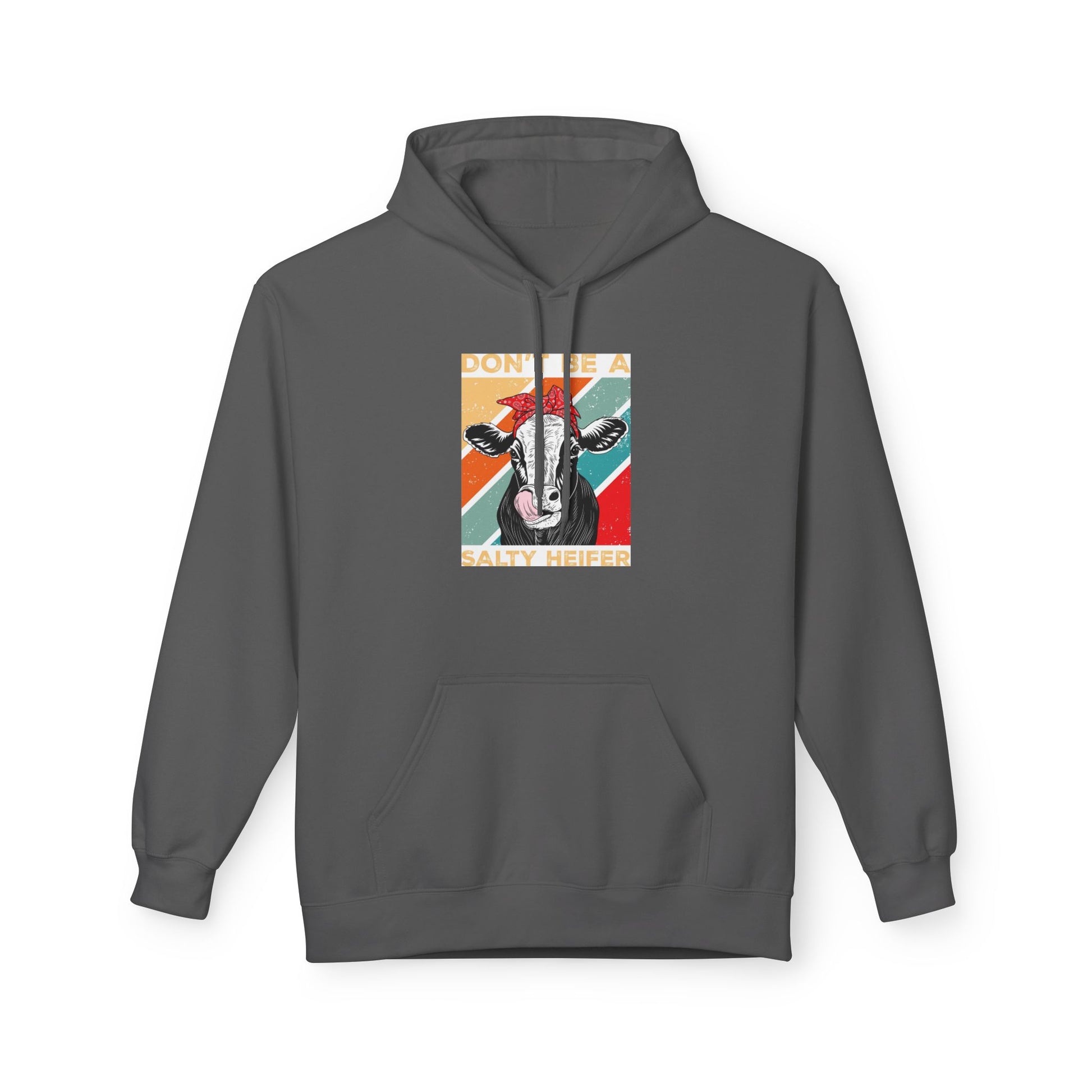 Funny Salty Heifer Fleece Hoodie - Unisex Midweight Pullover - aMOOsing Designs
