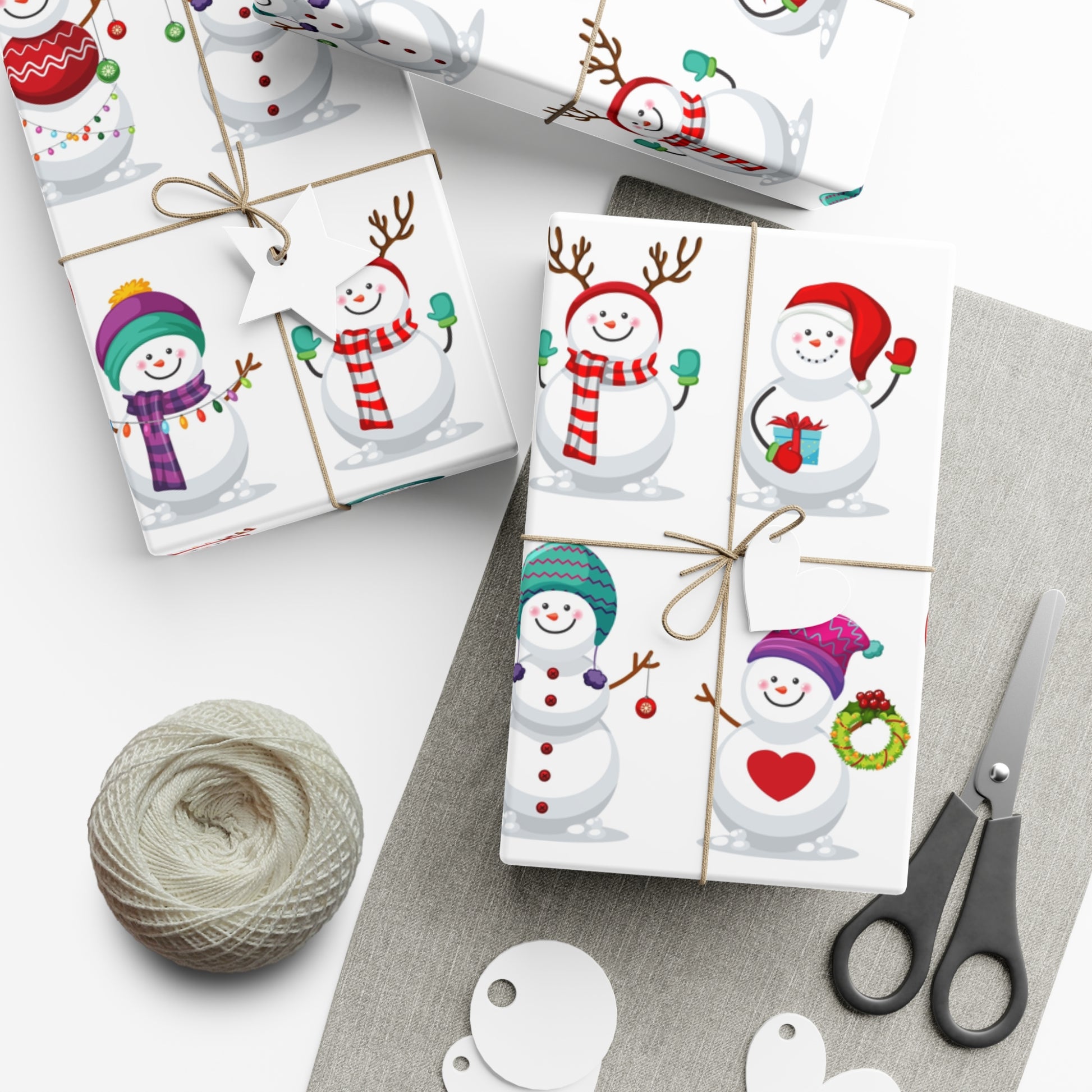 Gift Wrap Papers - Festive Snowman Holiday Cheer Wrapping Sheets - aMOOsing Designs
