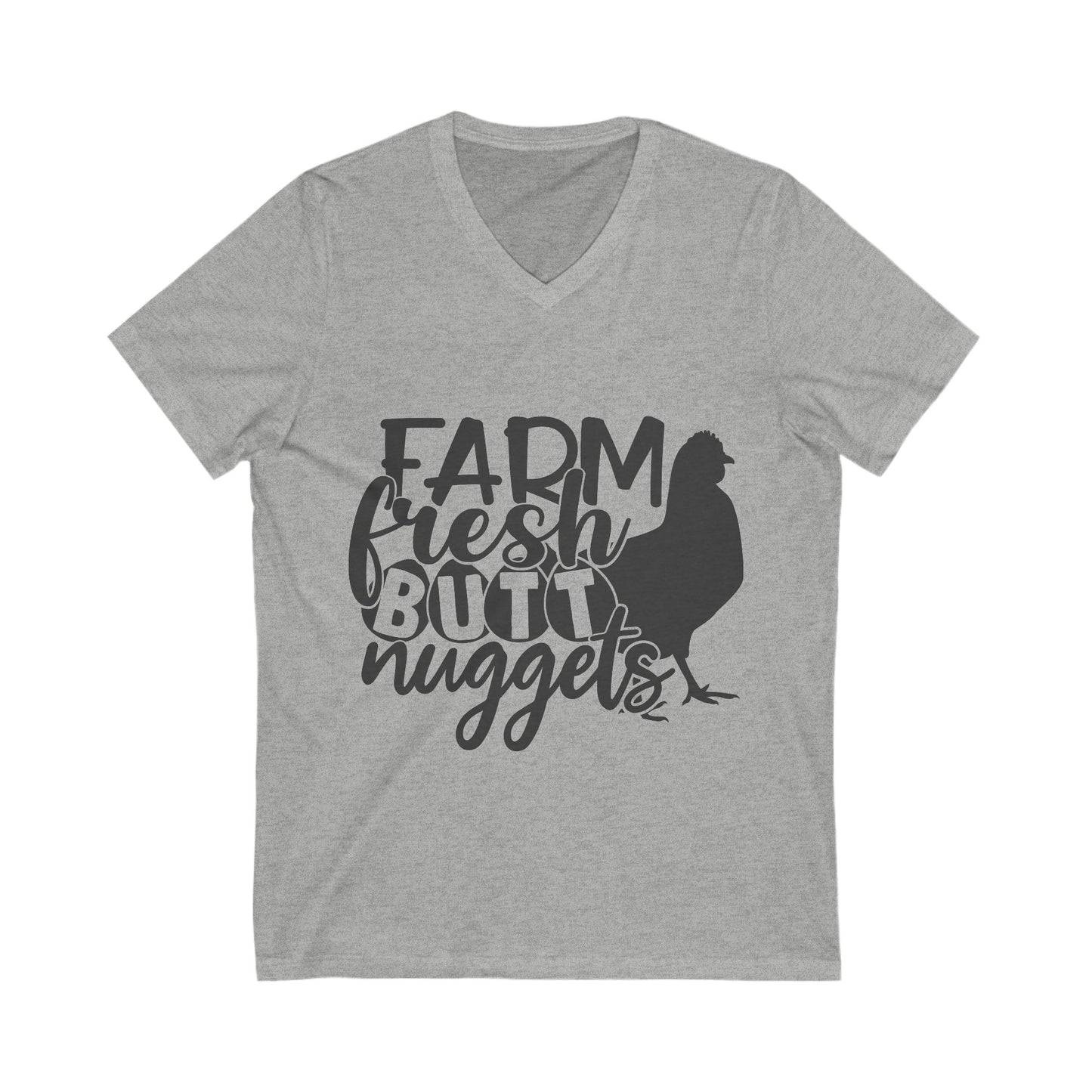 Farm Fresh Butt Nuggets V-Neck Tee - Perfect for Farmers & Chicken Lovers - aMOOsing Designs