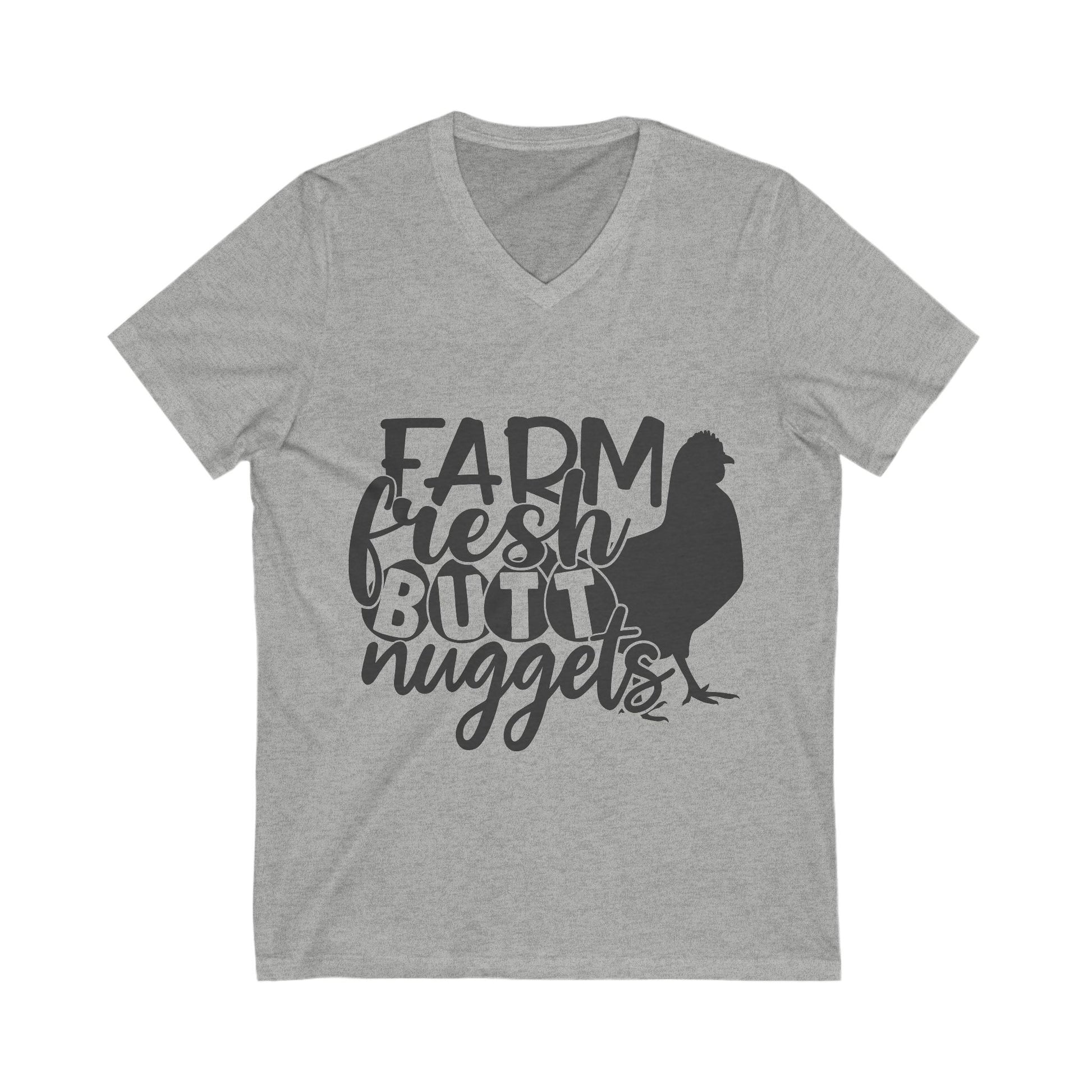 Farm Fresh Butt Nuggets V-Neck Tee - Perfect for Farmers & Chicken Lovers - aMOOsing Designs