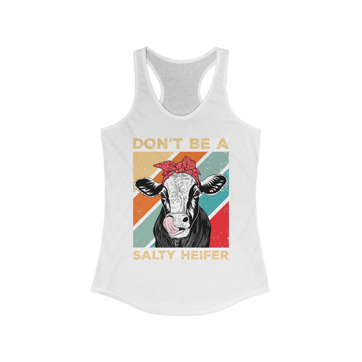 Salty Heifer Racerback Tank, Funny Cow Top for Women, Farm Life Apparel, Summer Casual Wear, Gift for Cow Lovers - aMOOsing Designs