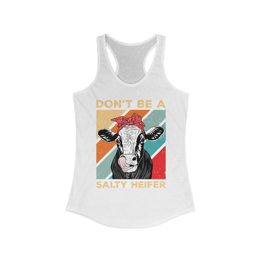 Salty Heifer Racerback Tank, Funny Cow Top for Women, Farm Life Apparel, Summer Casual Wear, Gift for Cow Lovers - aMOOsing Designs