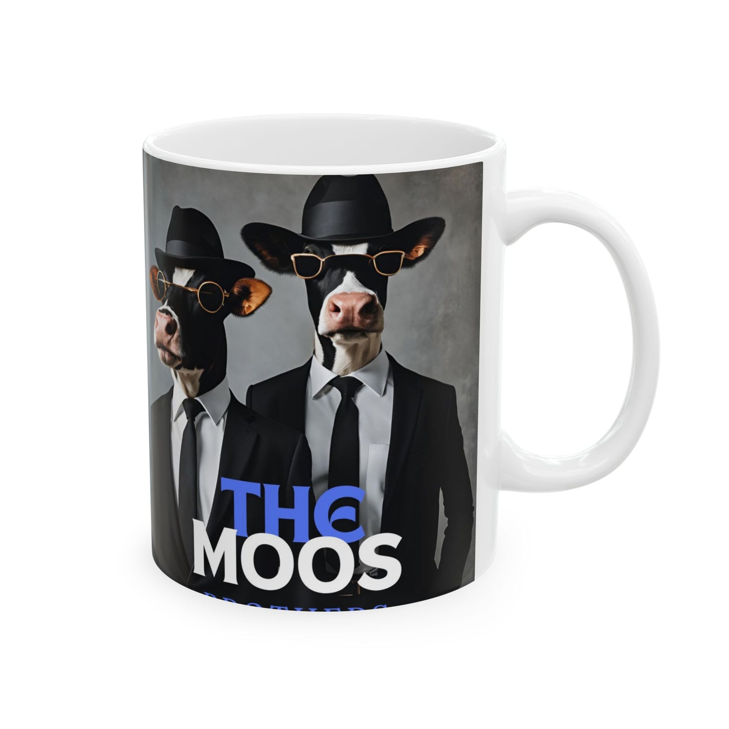 Moos Brothers Ceramic Mug - 11oz, 15oz, Coffee Cup, Funny Animal Print, Farmhouse Kitchen Decor, Gift for Siblings, Cow - aMOOsing Designs