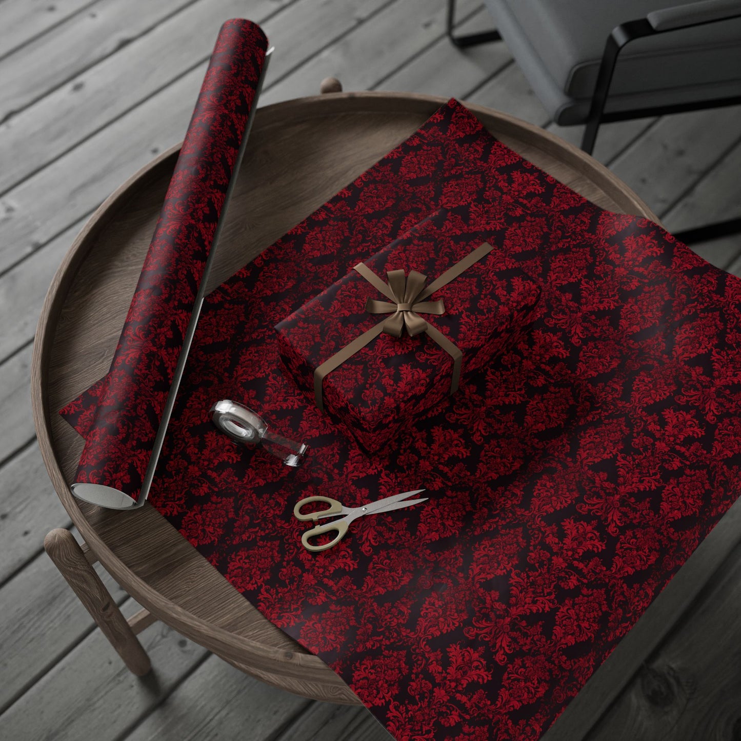 Luxurious Red Damask Wrapping Paper – A Romantic Touch for Weddings, Holidays & Grand Celebrations