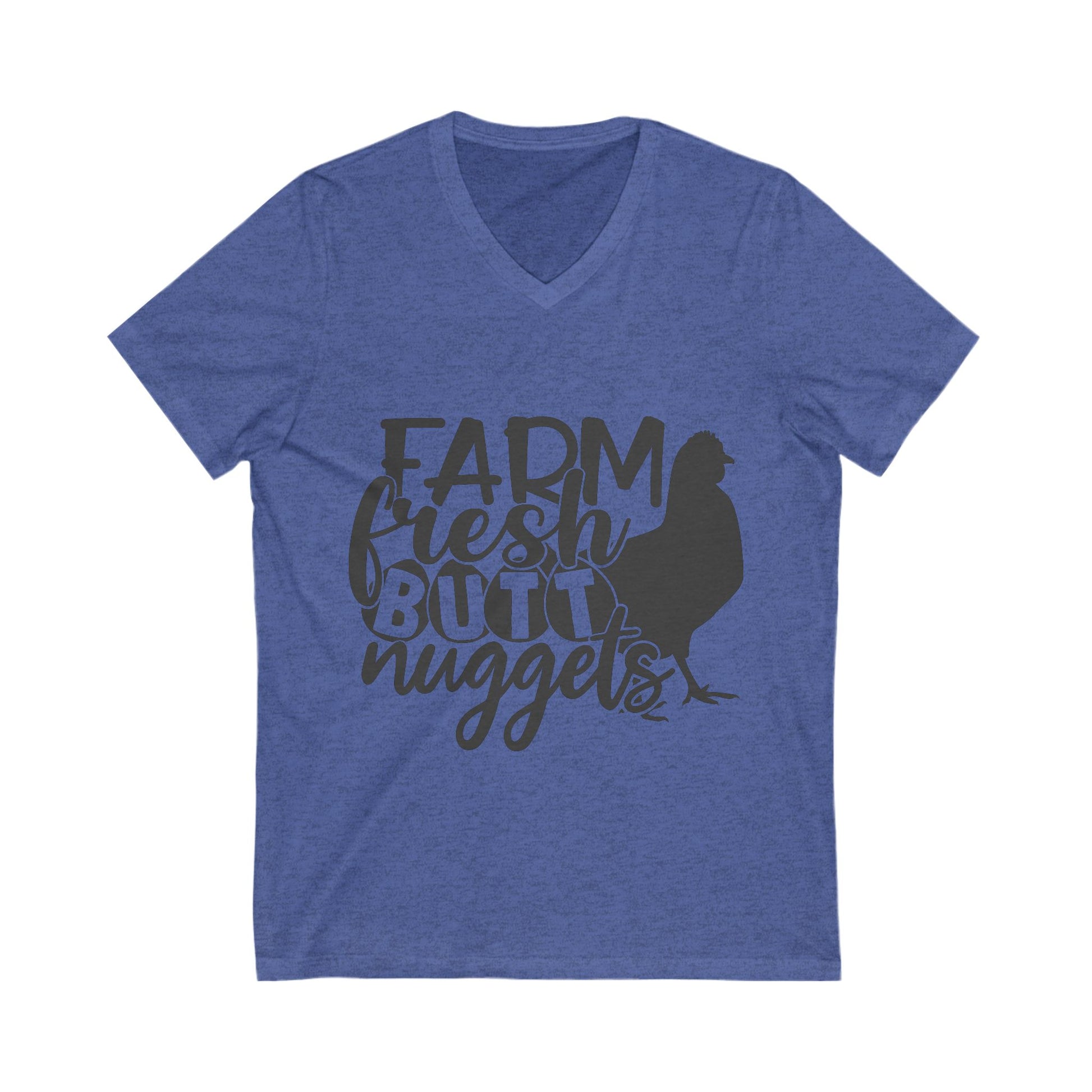 Farm Fresh Butt Nuggets V-Neck Tee - Perfect for Farmers & Chicken Lovers - aMOOsing Designs