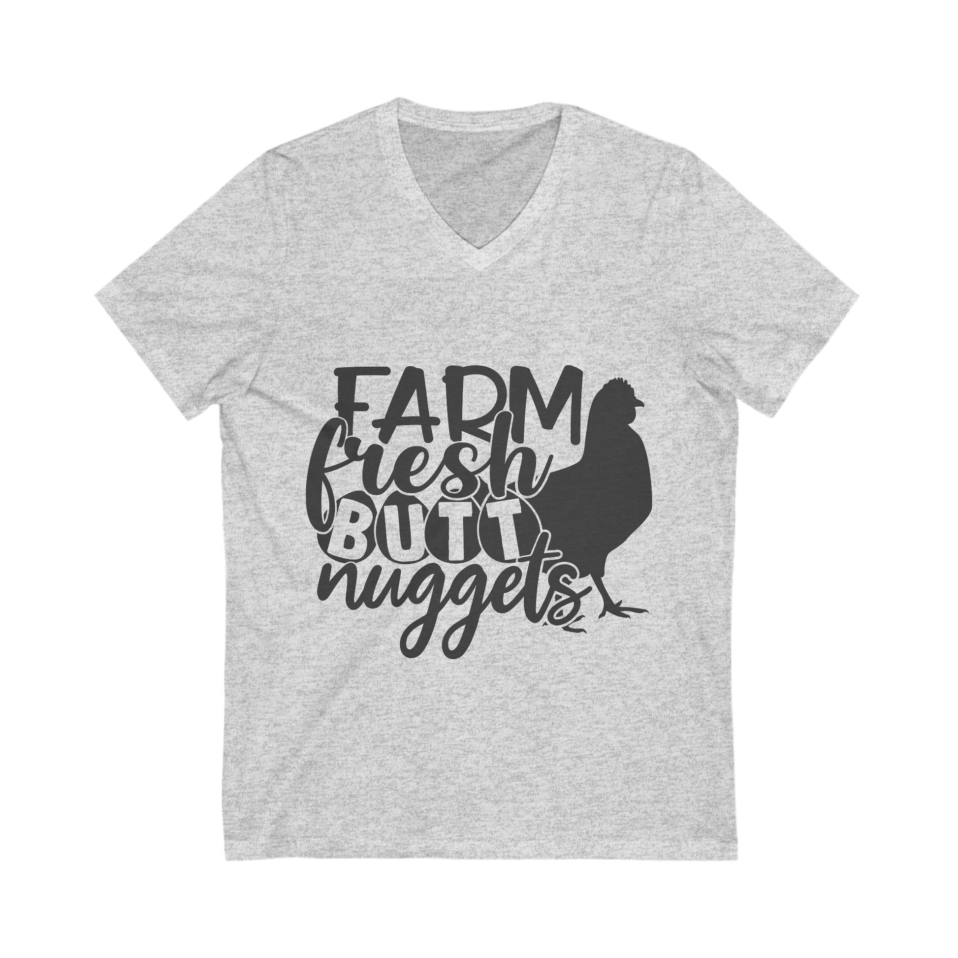 Farm Fresh Butt Nuggets V-Neck Tee - Perfect for Farmers & Chicken Lovers - aMOOsing Designs