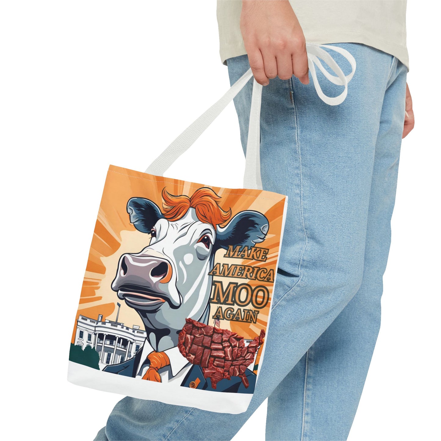Make America Moo Again Tote Bag - Fun Cow Graphic for BBQ Lovers - aMOOsing Designs