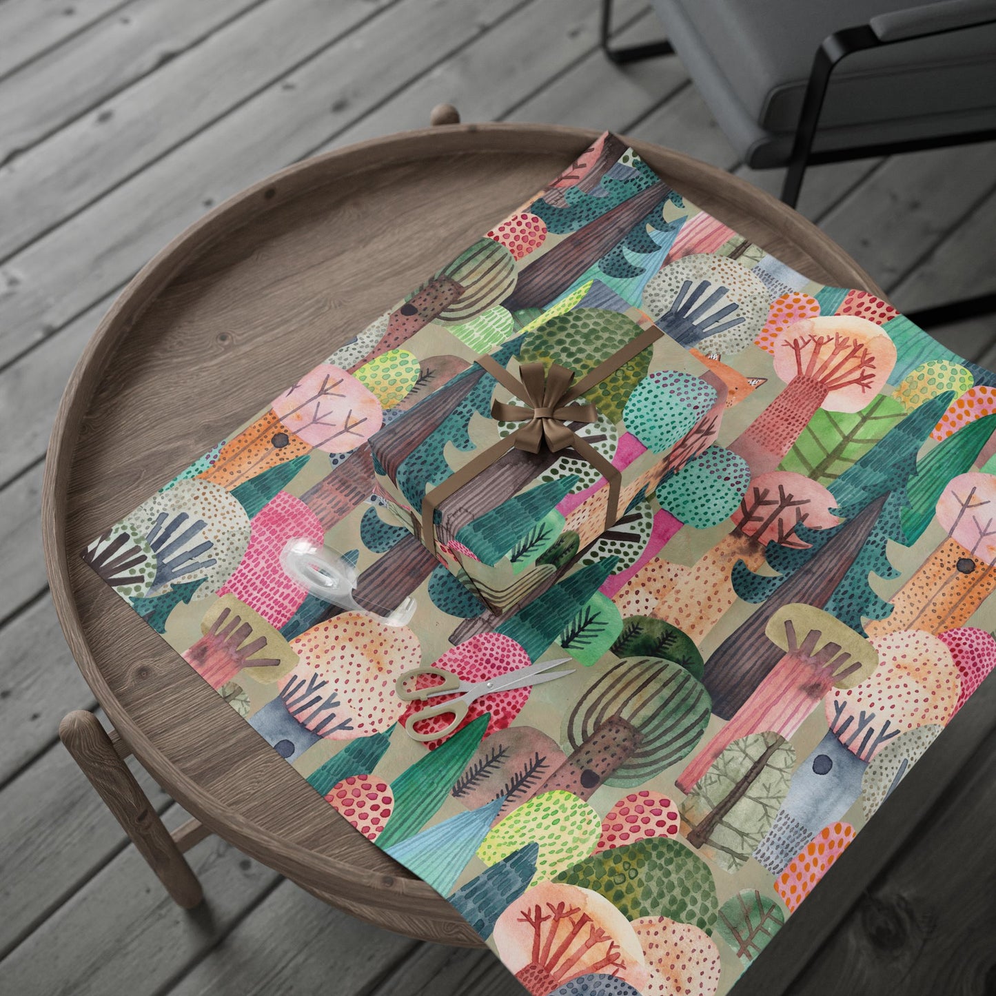 Whimsical Wrapping Paper Roll, Colorful Gift Wrap, Eco-Friendly Party Supplies, Forest-Themed Wrap, Holiday & Birthday Gift Wrap