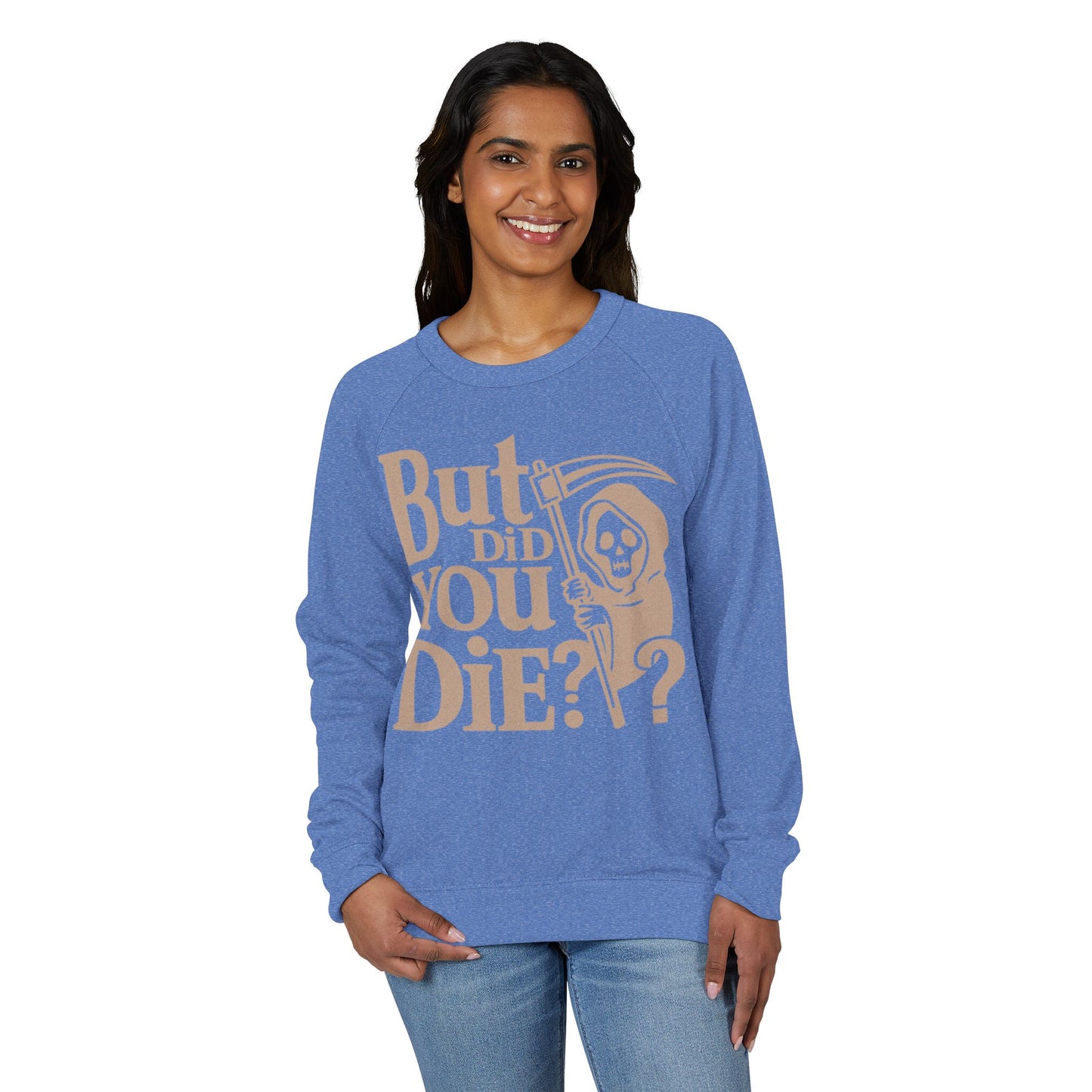 Humorous grim reaper Crewneck Sweatshirt - Fun Gift, Casual Wear, Halloween Apparel, Quirky Statement Top, Cozy Layering Piece