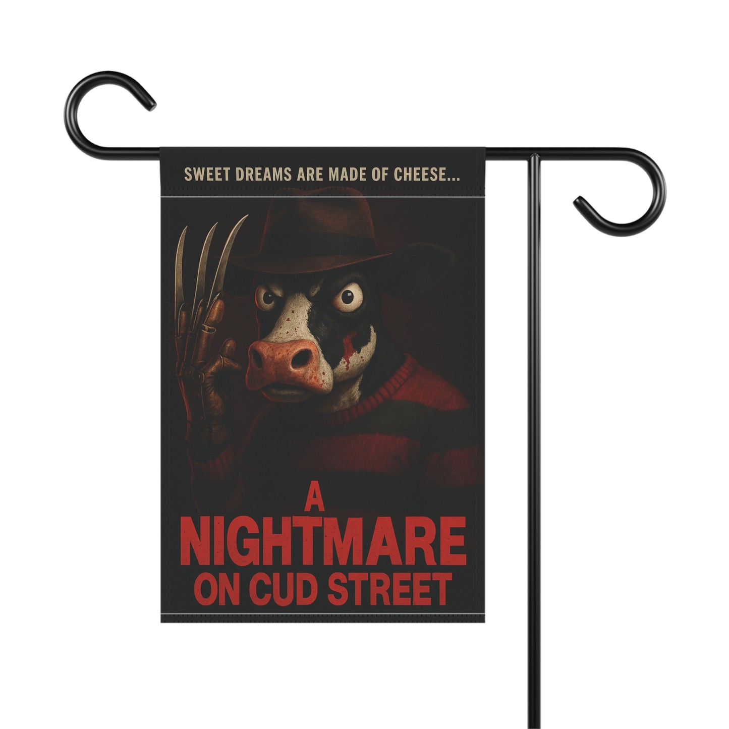 Nightmare on Cud Street, Yard Decor, Seasonal Home Decor, Unique Gift for Horror Fans, Garden Flag