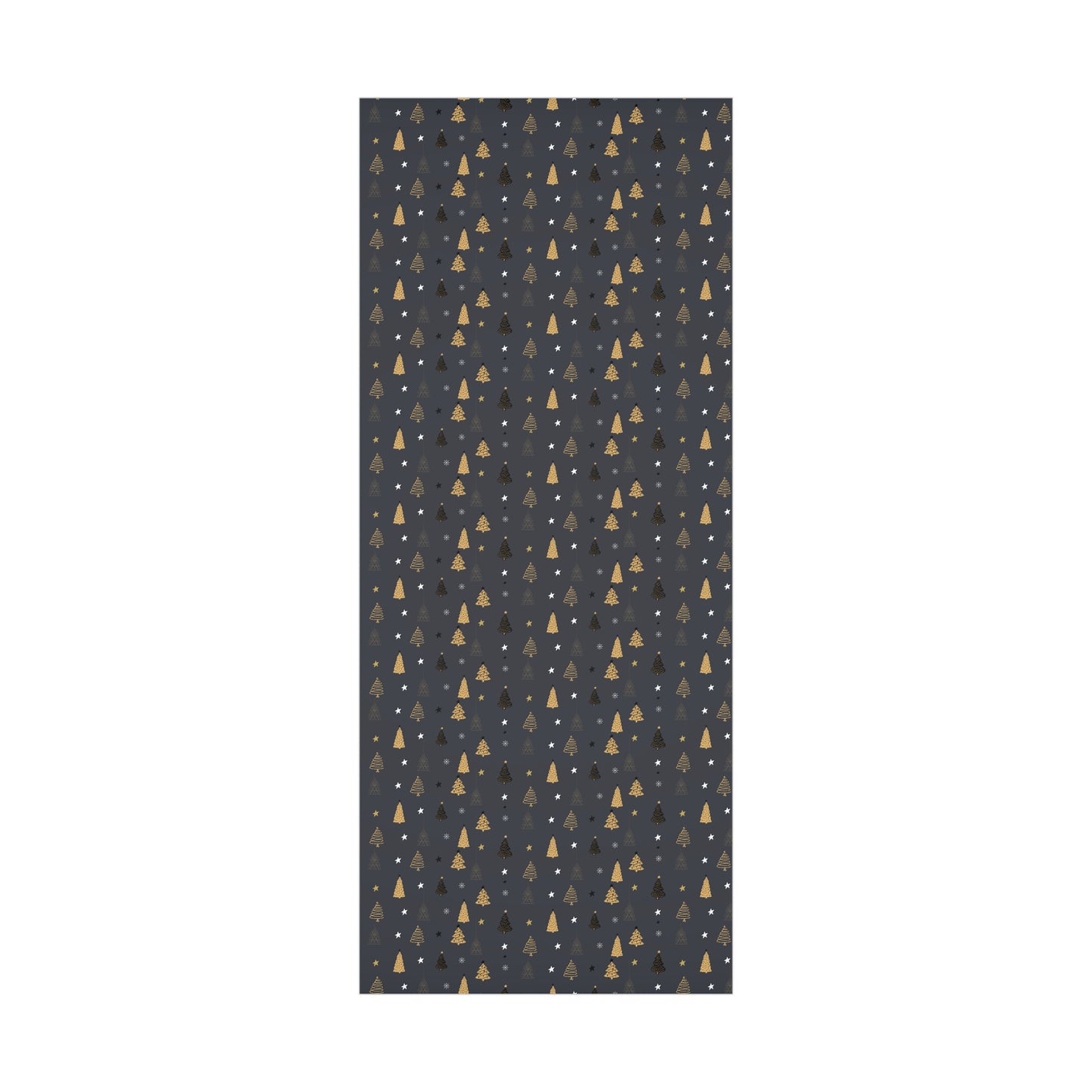 Elegant Black & Gold Holiday Gift Wrap Paper - Christmas Tree & Star Design - aMOOsing Designs