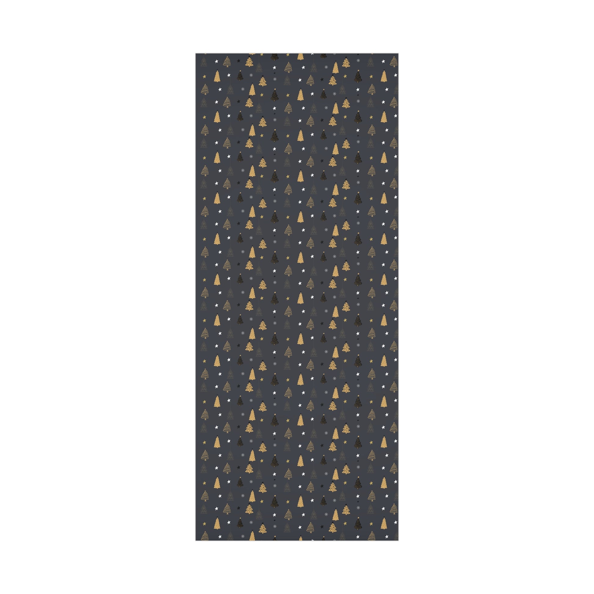 Elegant Black & Gold Holiday Gift Wrap Paper - Christmas Tree & Star Design - aMOOsing Designs