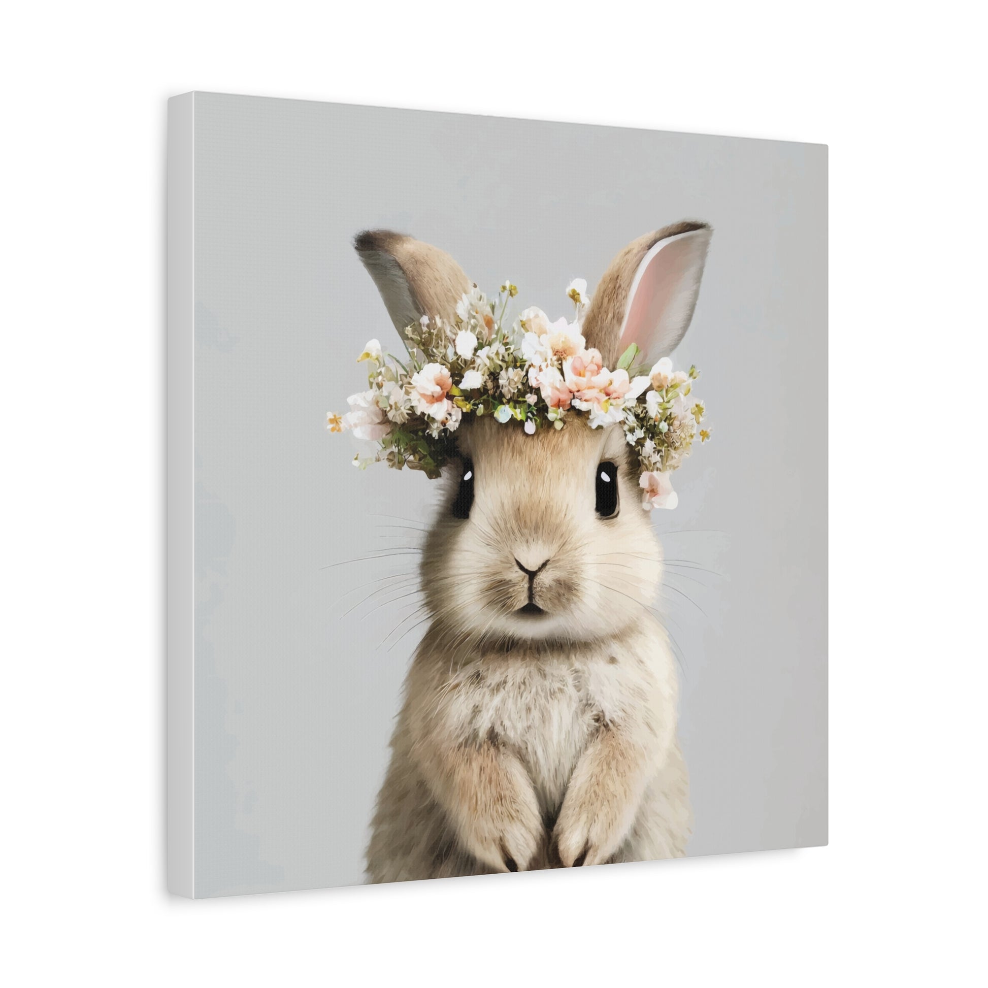 Cute Floral Bunny Canvas Wall Art - Perfect Spring Decor - aMOOsing Designs