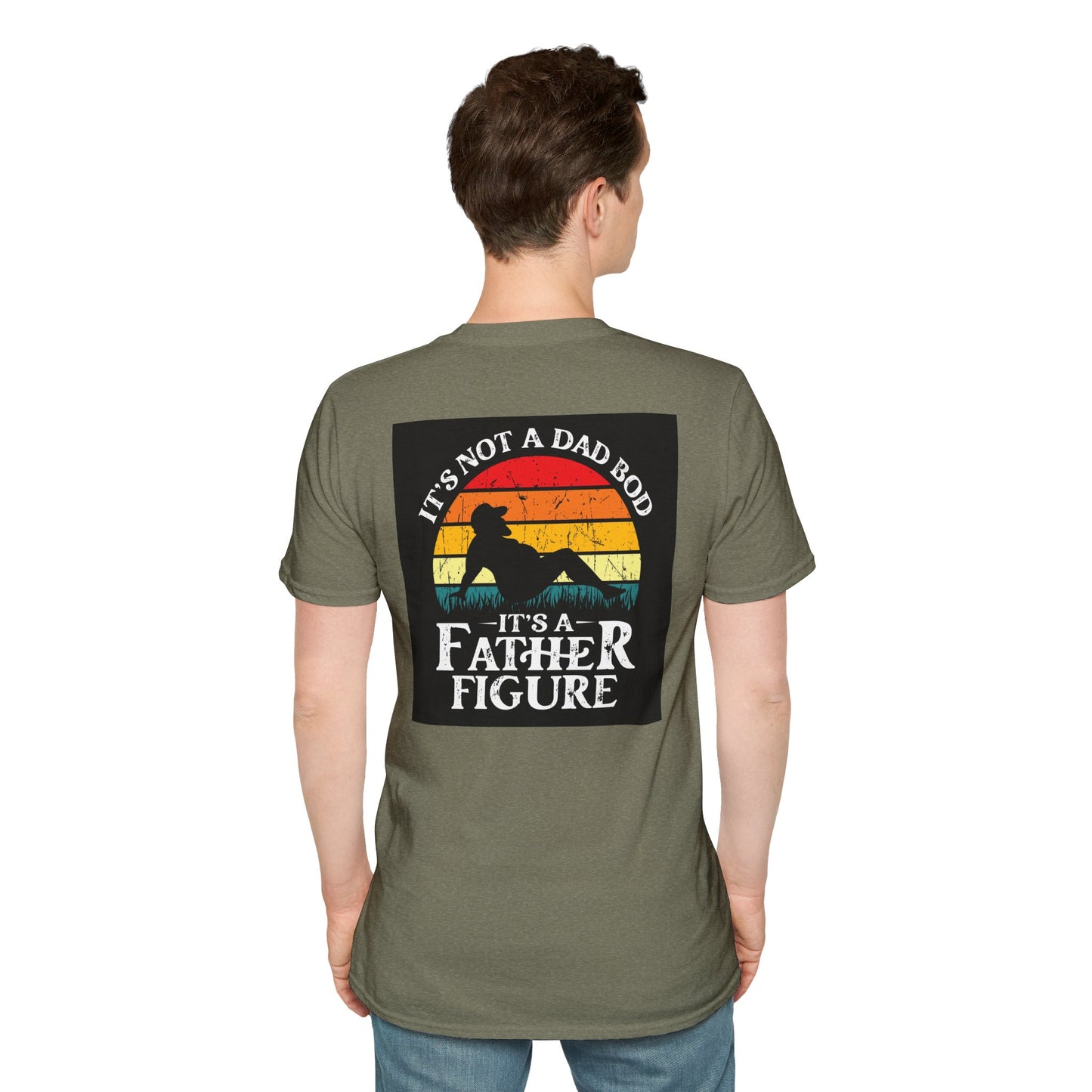 Funny "Not a Dad Bod, but a Father Figure" T-Shirt | Unisex Softstyle Tee for Dads - aMOOsing Designs