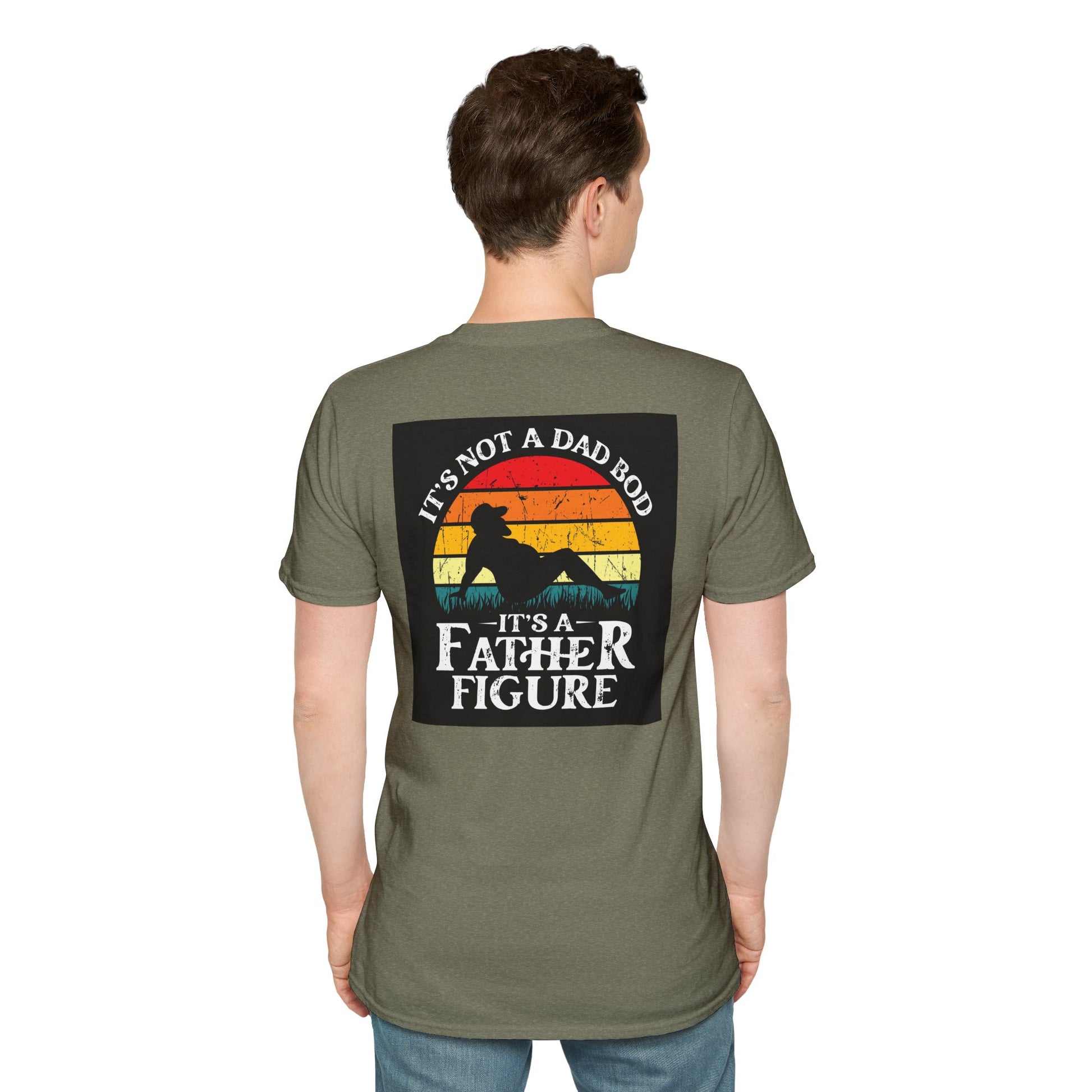 Funny "Not a Dad Bod, but a Father Figure" T-Shirt | Unisex Softstyle Tee for Dads - aMOOsing Designs