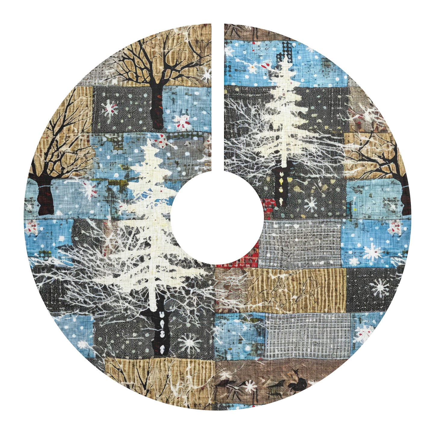 Rustic Cabin Christmas Tree Skirts, Quilted Patterned Holiday Decor, Festive Xmas Tree Mat, Farmhouse Tree Skirt, Rustic Cabin Decor,